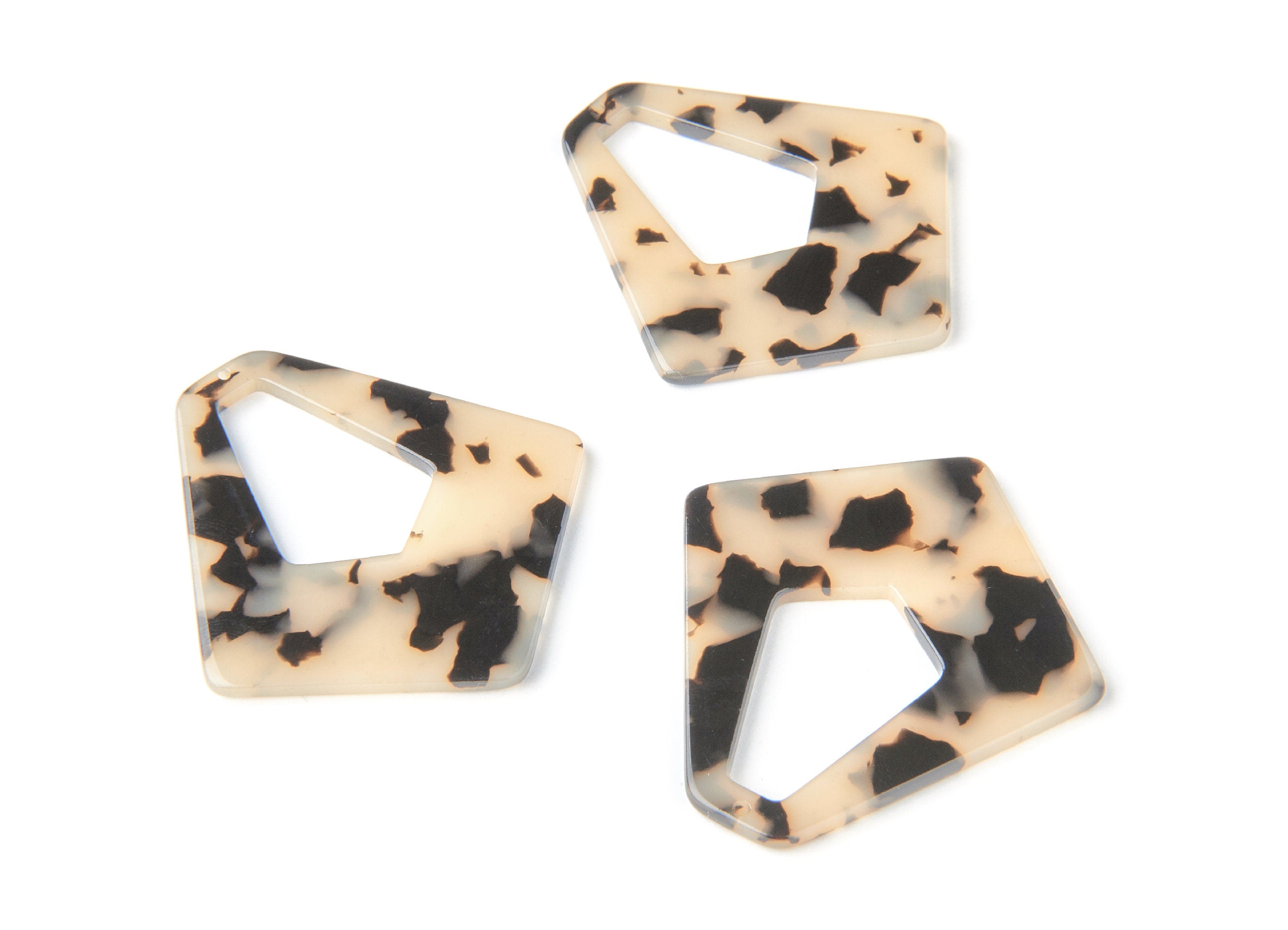 Acrylic Earring Charms - Blonde Tortoise Shell Earrings - Big Diamond Shaped - Color Code: A08 - 49.5x45.9x2.56mm - AC1197D - DOMEDBAZAAR