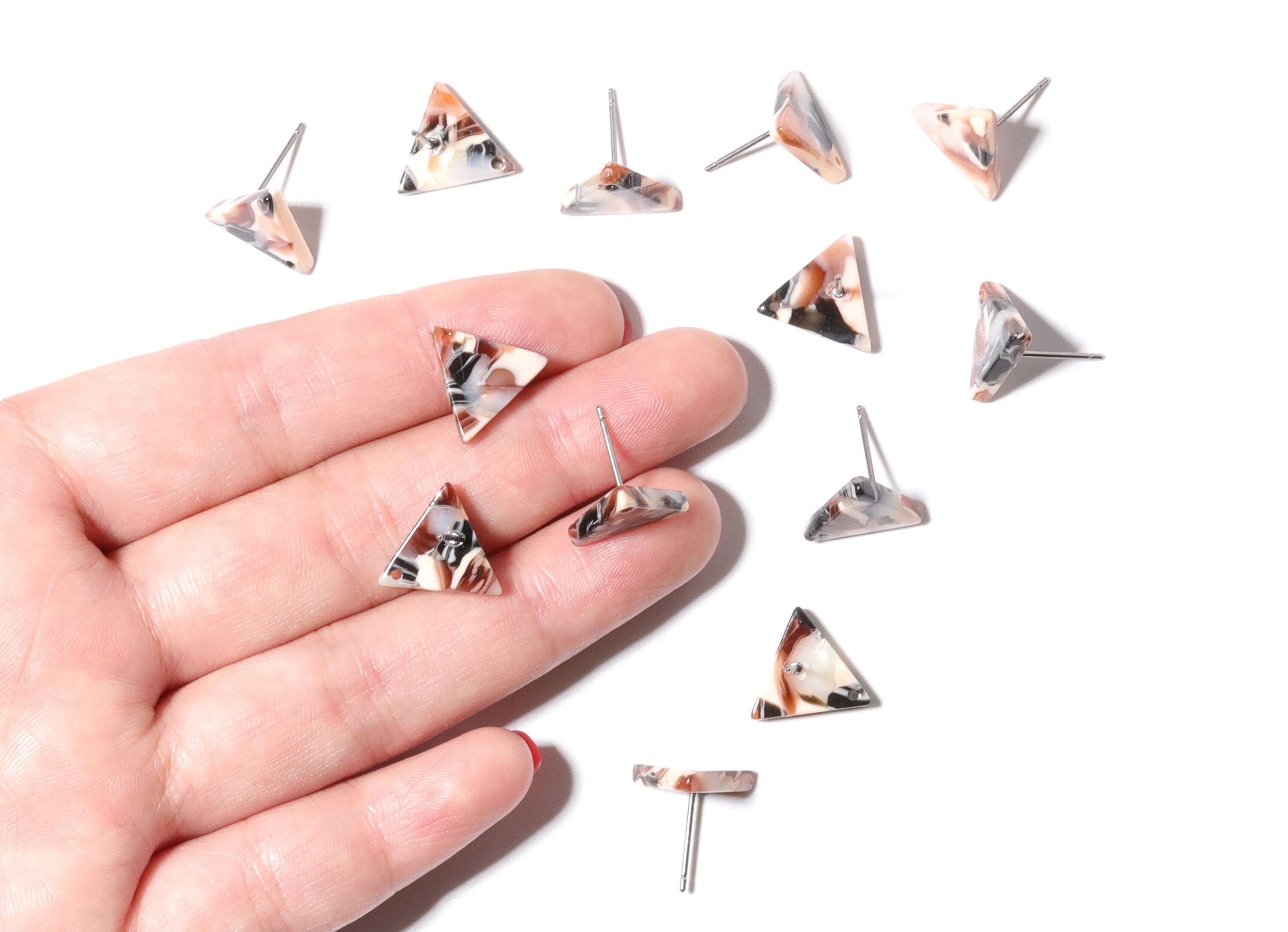 Acetate Triangle Earring Stud - Triangle Earring Post - Earring Post - Jewelry Supplies - Color Code: A51 - 14.29x12.49x2.5mm - AC1136F - DOMEDBAZAAR