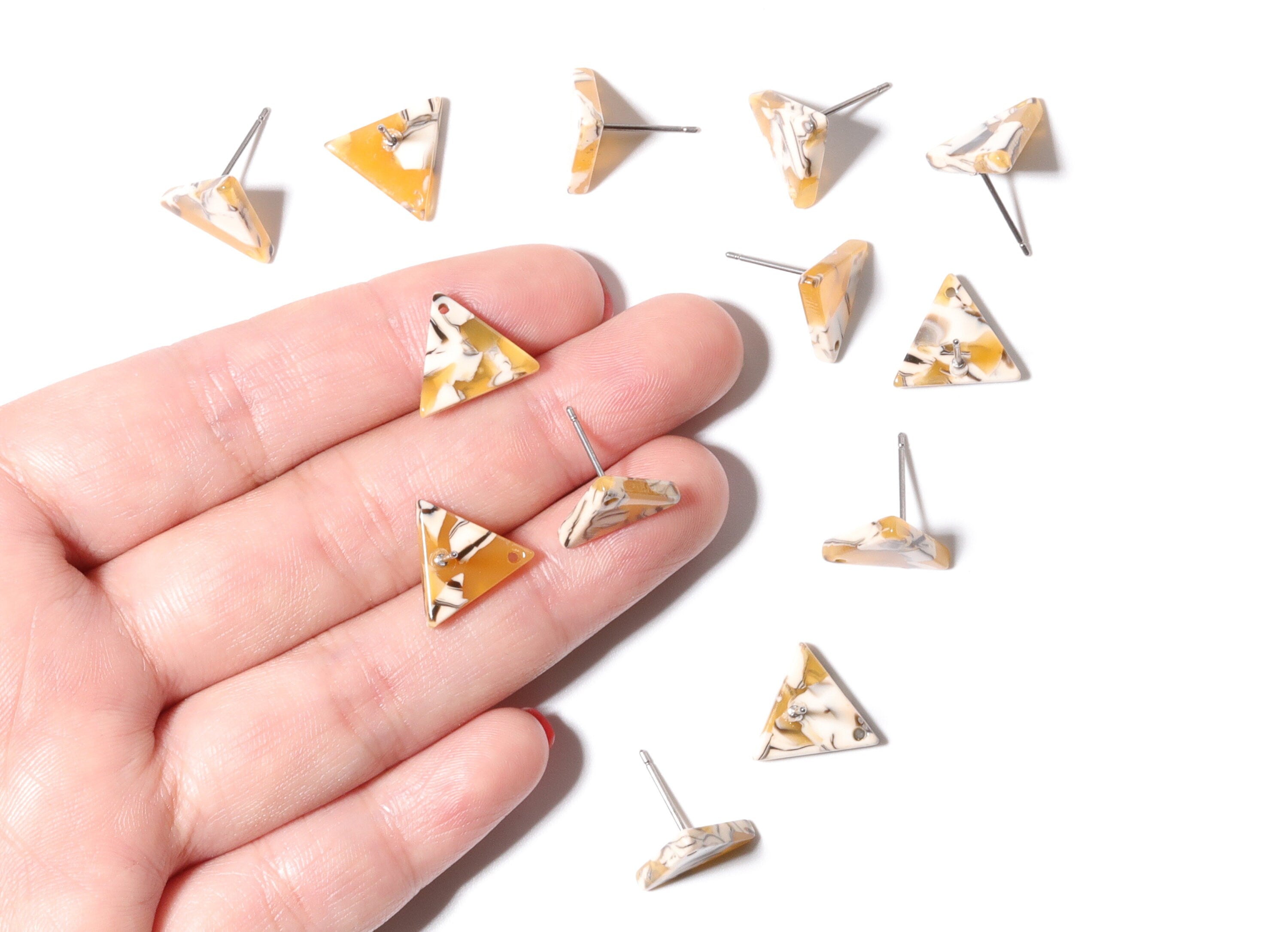Acetate Triangle Earring Stud - Acetate Triangle Earring Post - Earring Post- Jewelry Supplies - Color Code: A14 - 14.3x12.3x2.5mm - AC1136G - DOMEDBAZAAR
