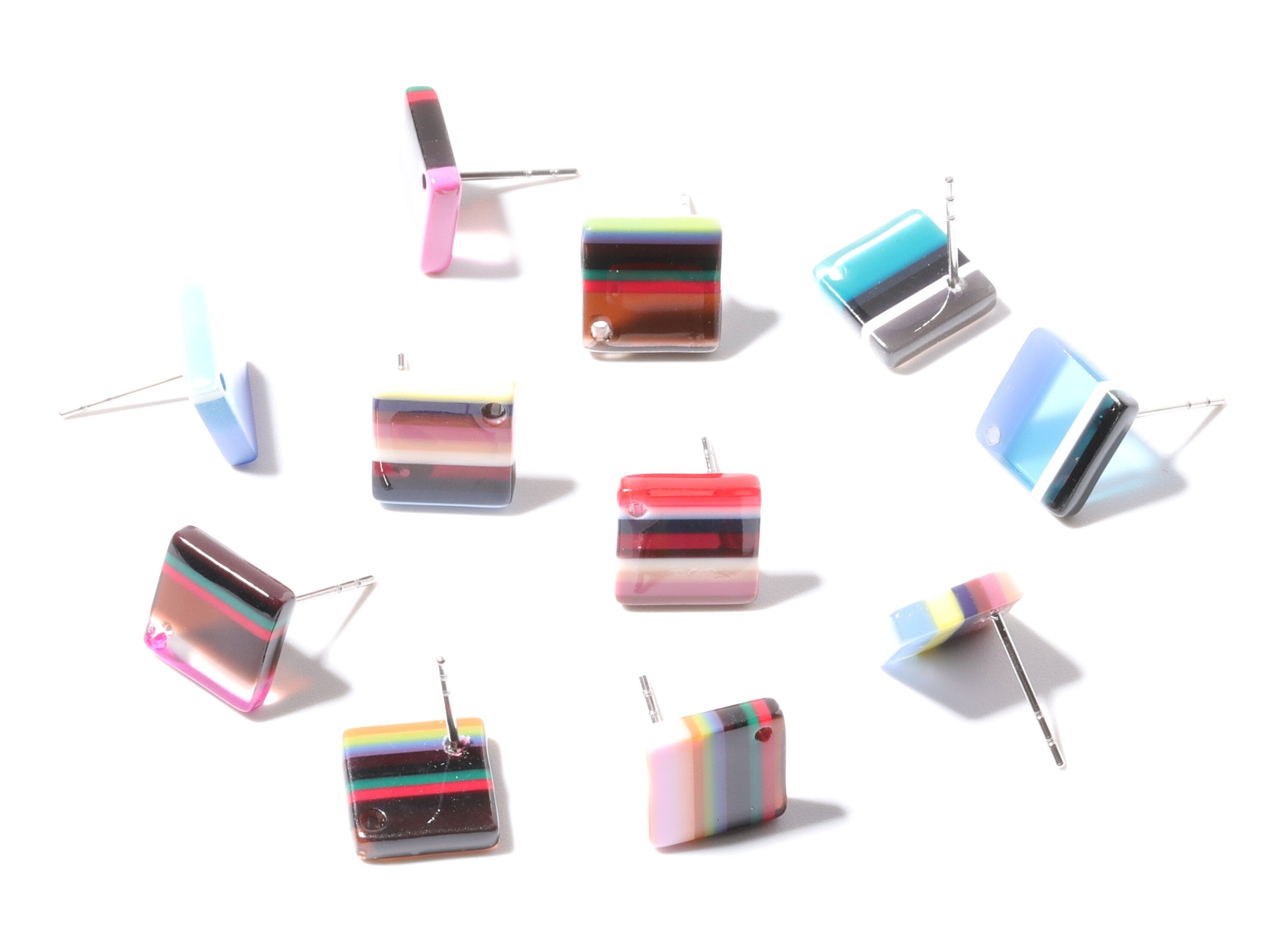 Acetate Square Earring Stud - Acrylic Square Earring Post - Earring Post - Jewelry Supplies - 9.9x9.9x2.72mm - AC1205A - DOMEDBAZAAR