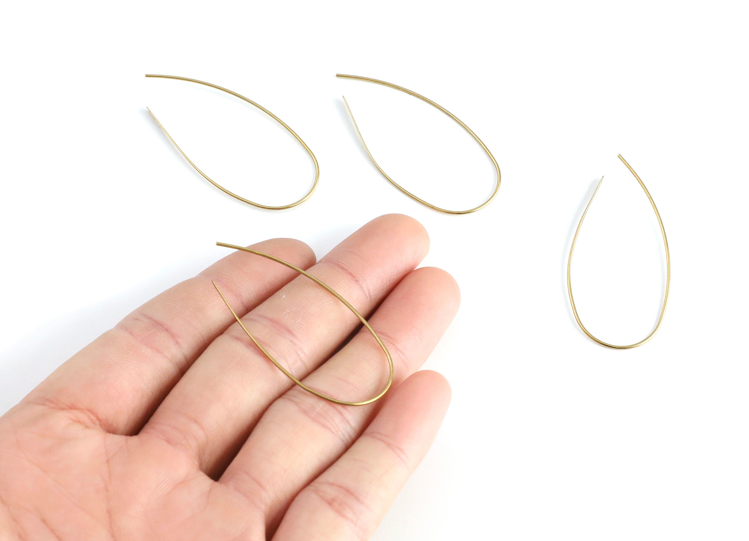 Brass Earring Wire - Raw Brass Ear Wire - Earring Findings - Jewelry Supplies - 48,8x20,7x0,8mm - PP1320S - DOMEDBAZAAR