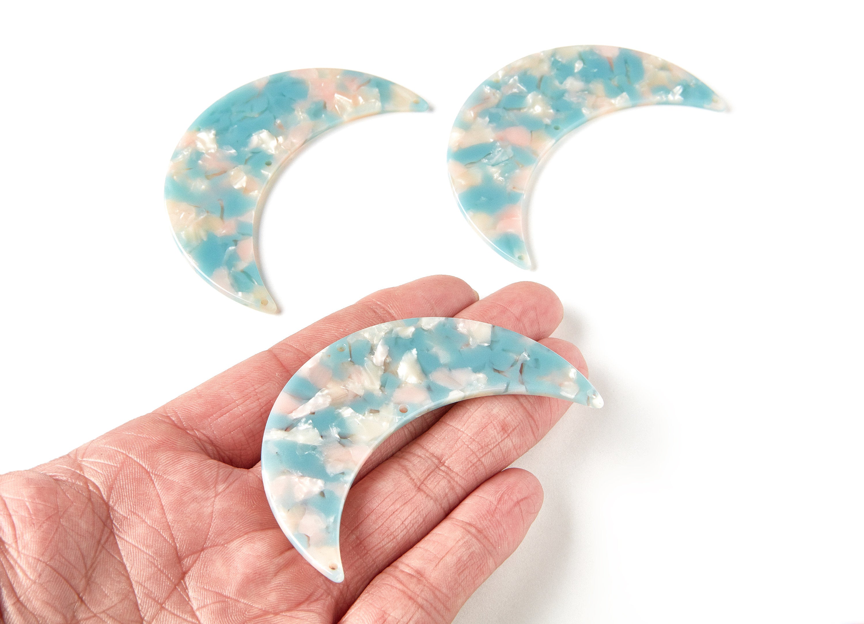Moon Phases Wall Decor Moon Wall Hanging - Acetate Acryli Big Moon Shaped with 4 Holes - Color Code: A36 - 74,6x25,55x2,7mm - AC1232A4 - DOMEDBAZAAR