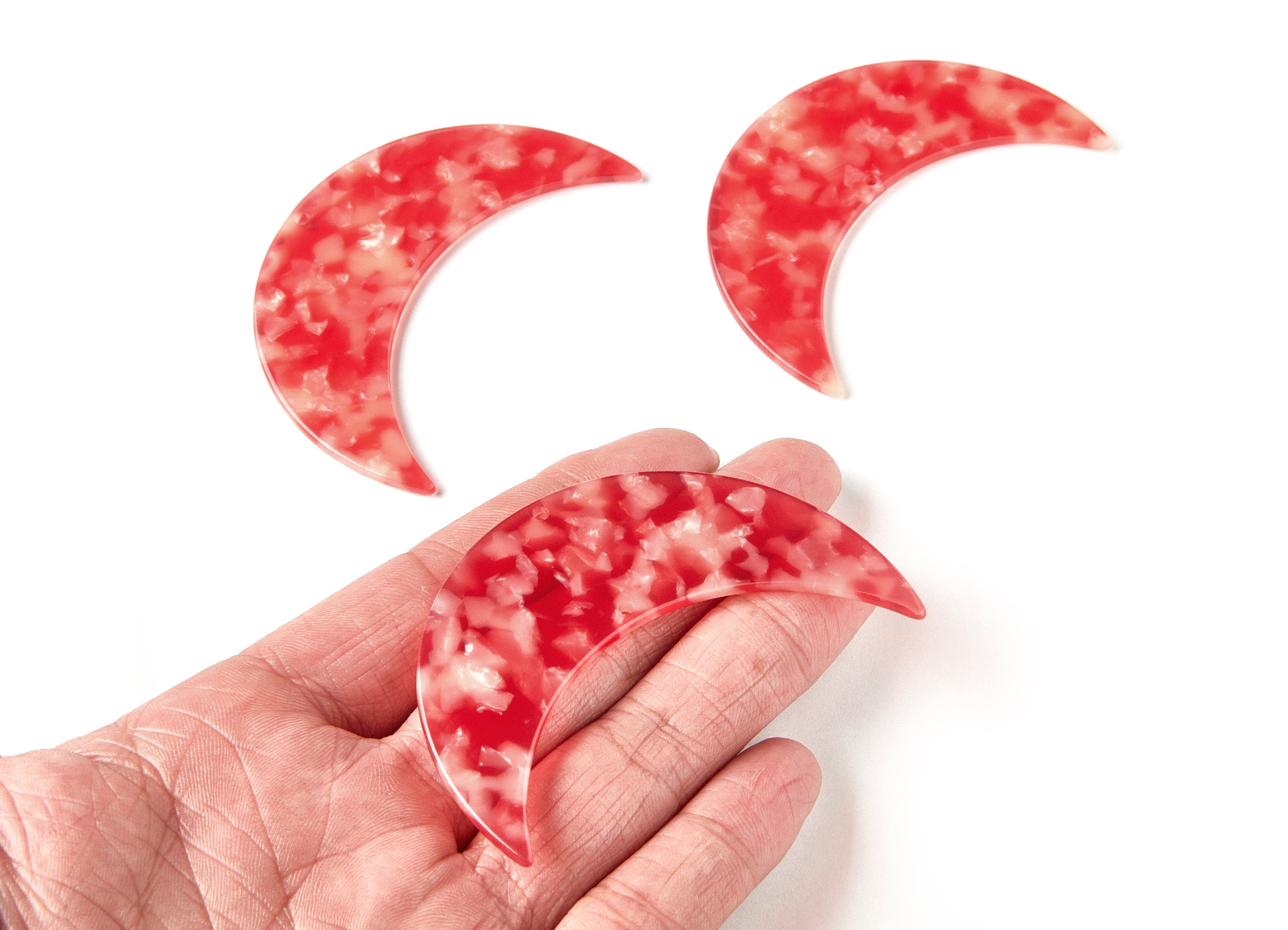 Moon Phases Wall Decor Moon Wall Hanging - Acetate Acryli Big Moon Shaped with 2 Holes - Color Code: A34 - 74,6x25,55x2,7mm - AC1232B2 - DOMEDBAZAAR