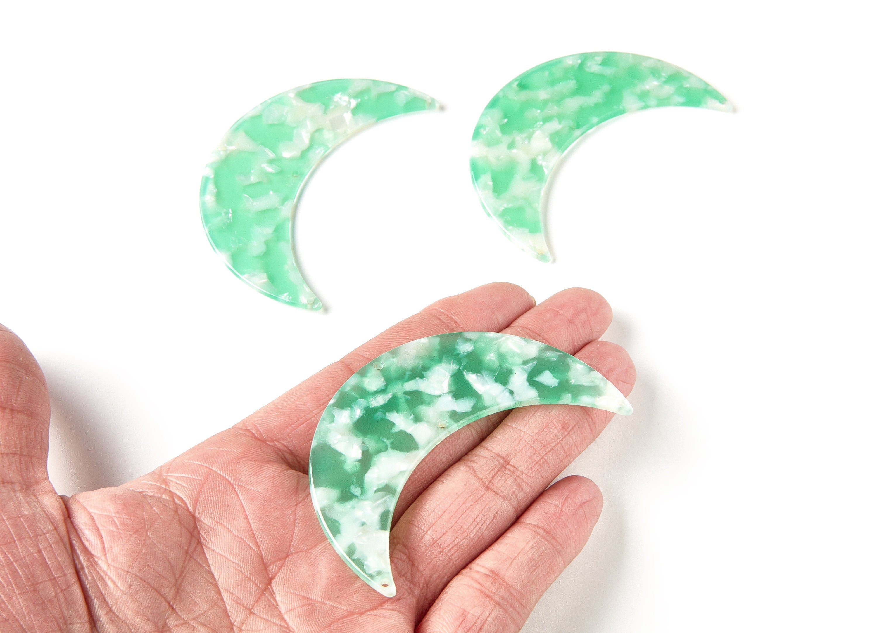 Moon Phases Wall Decor Moon Wall Hanging - Acetate Acryli Big Moon Shaped with 4 Holes - Color Code: A35 - 74,6x25,55x2,7mm - AC1232C4 - DOMEDBAZAAR