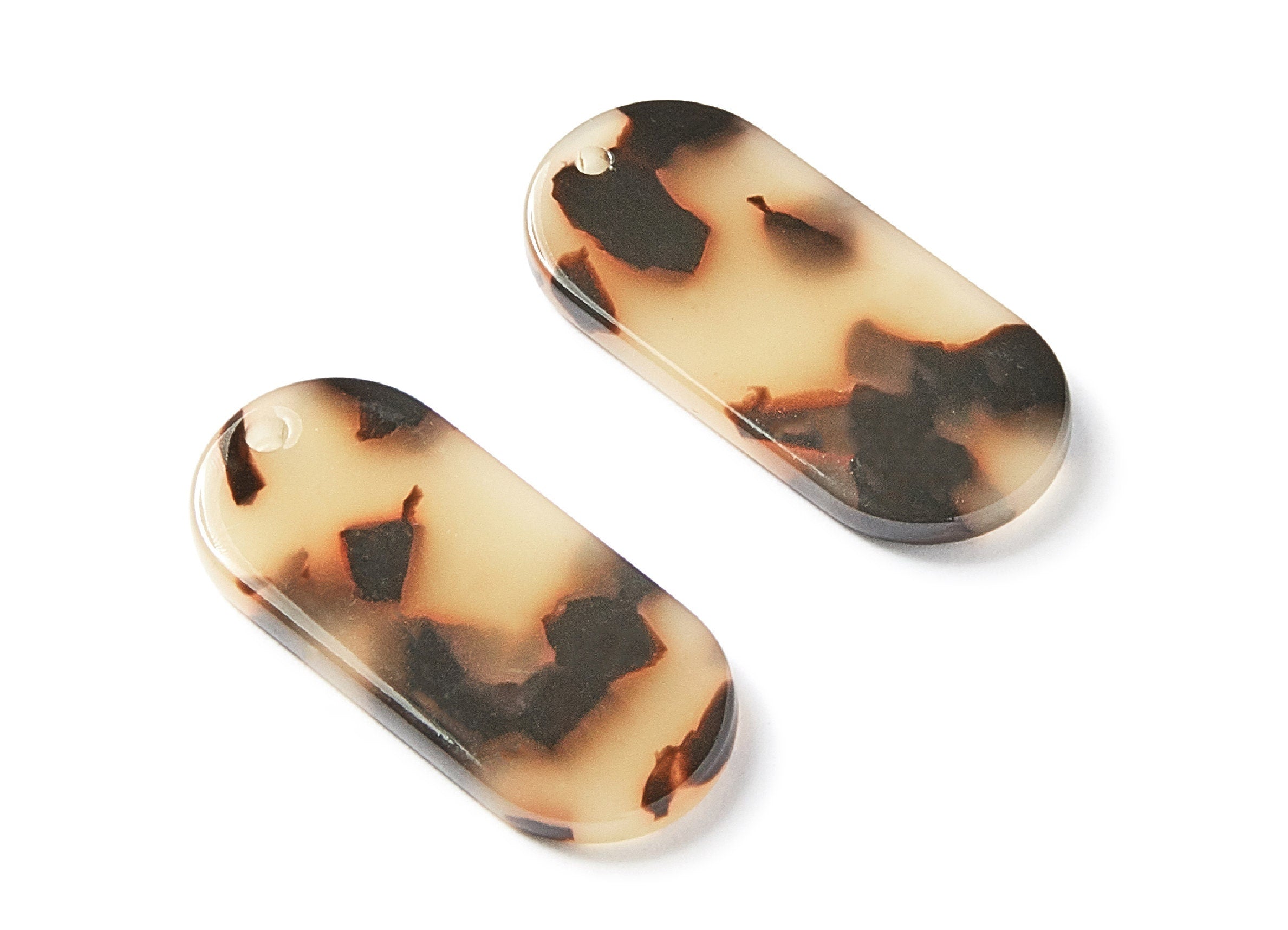 Acetate Acrylic Earring Charms - Tortoise Shell Earrings - Oval Shaped Pendant - Color Code: A10 - 30.65x13.76x2.66mm - AC1134H - DOMEDBAZAAR