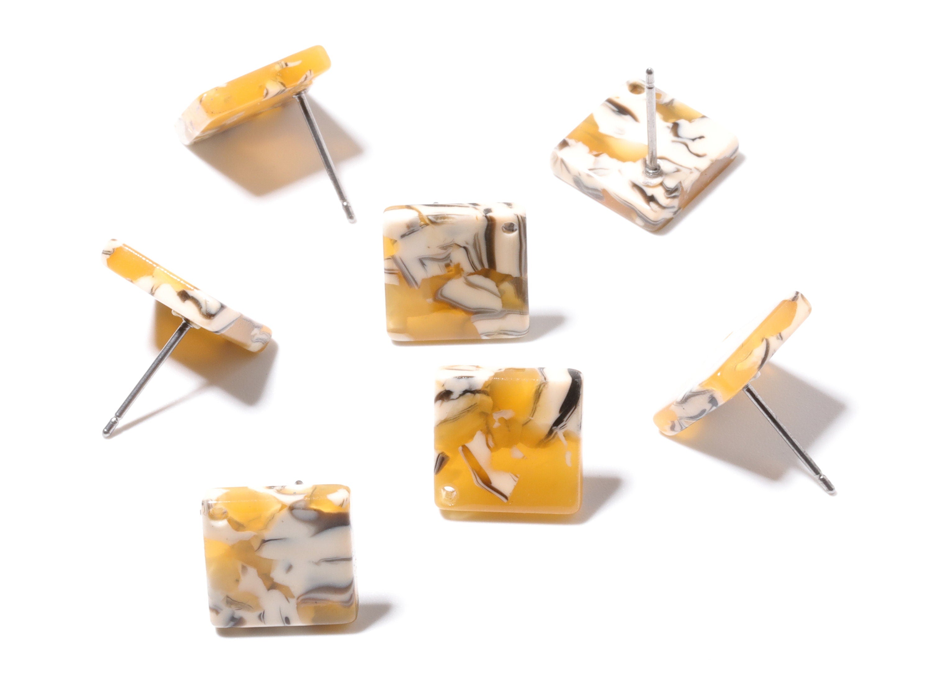 Acetate Square Earring Stud - Acrylic Square Earring Post - Earring Post - Jewelry Supplies - Color Code: A14 - 11.7x11.7x2.6mm - AC1140G - DOMEDBAZAAR