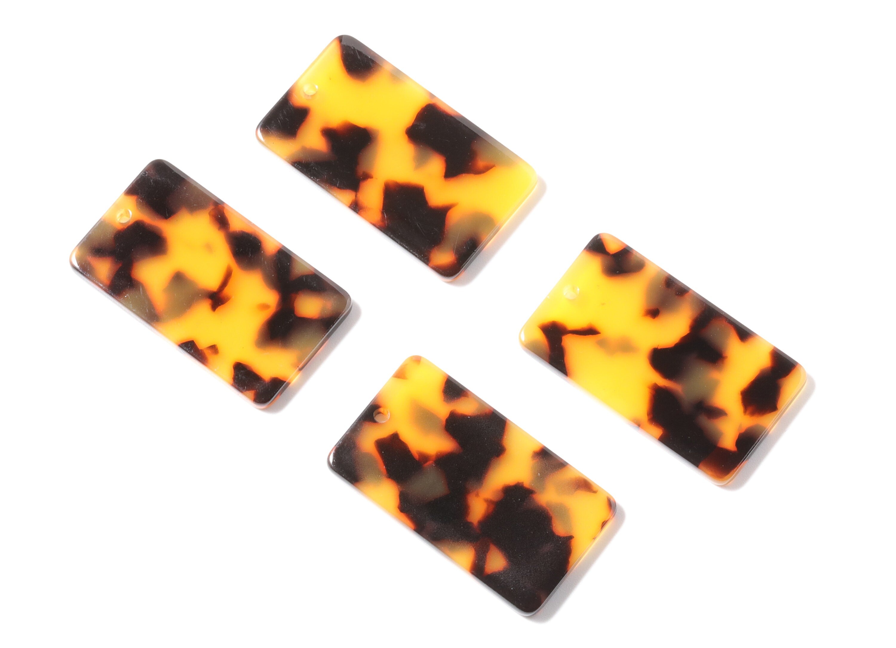 Acetate Acrylic Earring Charms - Tortoise Shell Earring - Rectangle Pendant - Jewelry Supplies - Color Code: A02 - 33.73x19.5x2.7mm- AC1217F - DOMEDBAZAAR