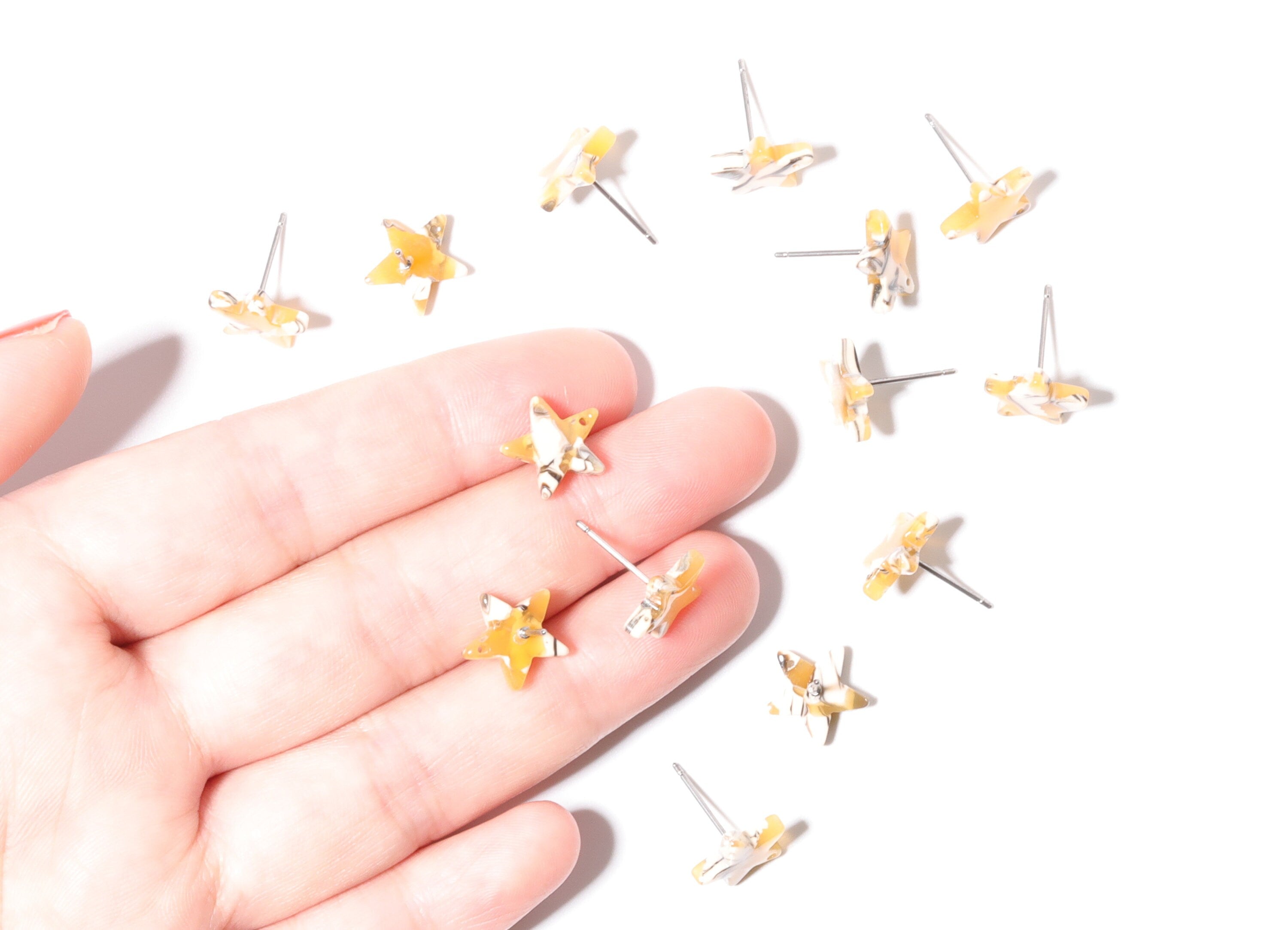 Acetate Star Earring Post - Acetate Star Earring Stud - Earring Post - Jewelry Supplies - Color Code: A14 - 12.8x11.5x2.6mm - AC1138G - DOMEDBAZAAR