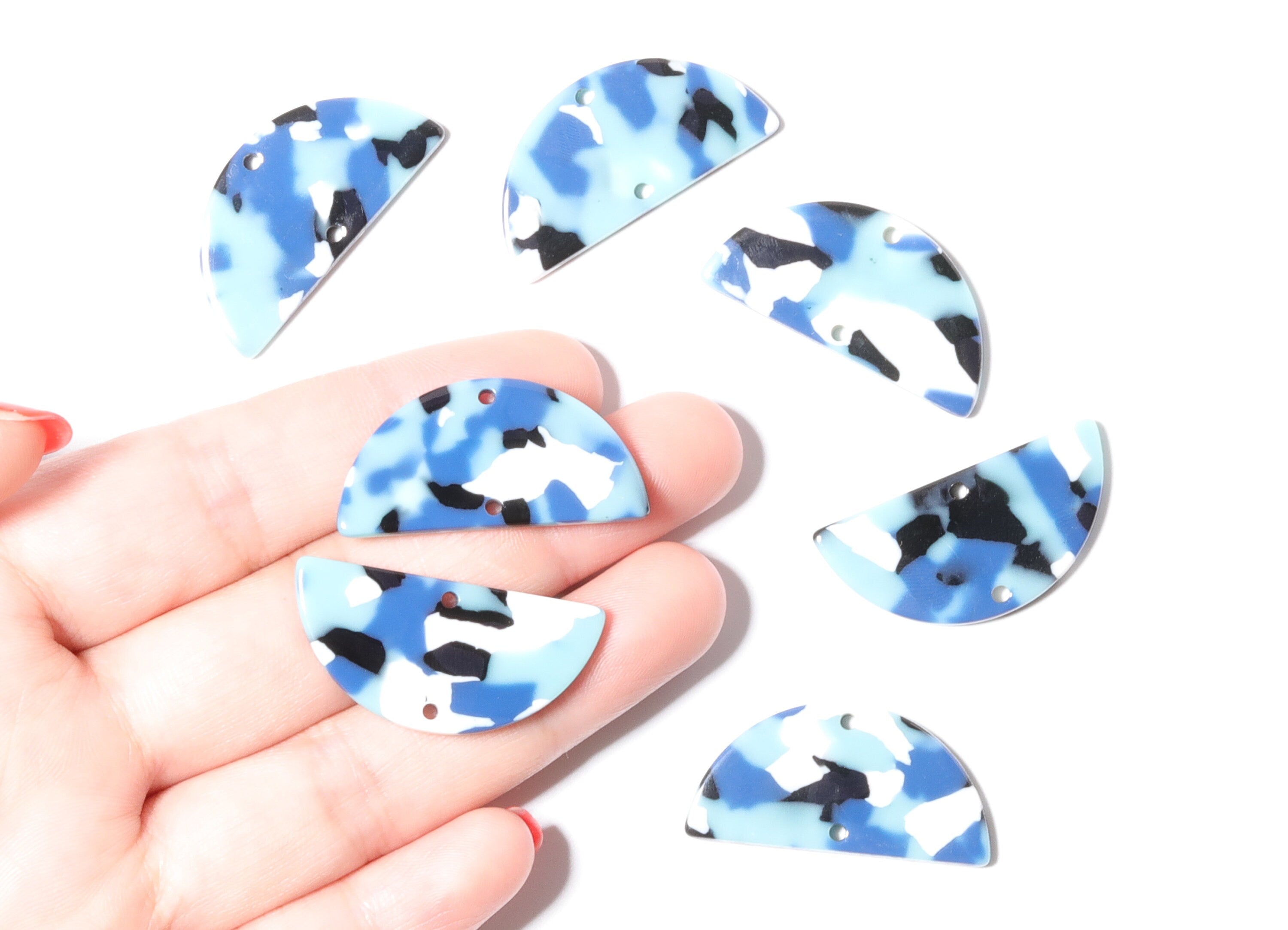 Acetate Semicircle Connectors - 2 Holes - Semicircle Connectors - Earring Findings - Color Code: A16 - 33.6x16.5x2.5mm - AC1218A - DOMEDBAZAAR