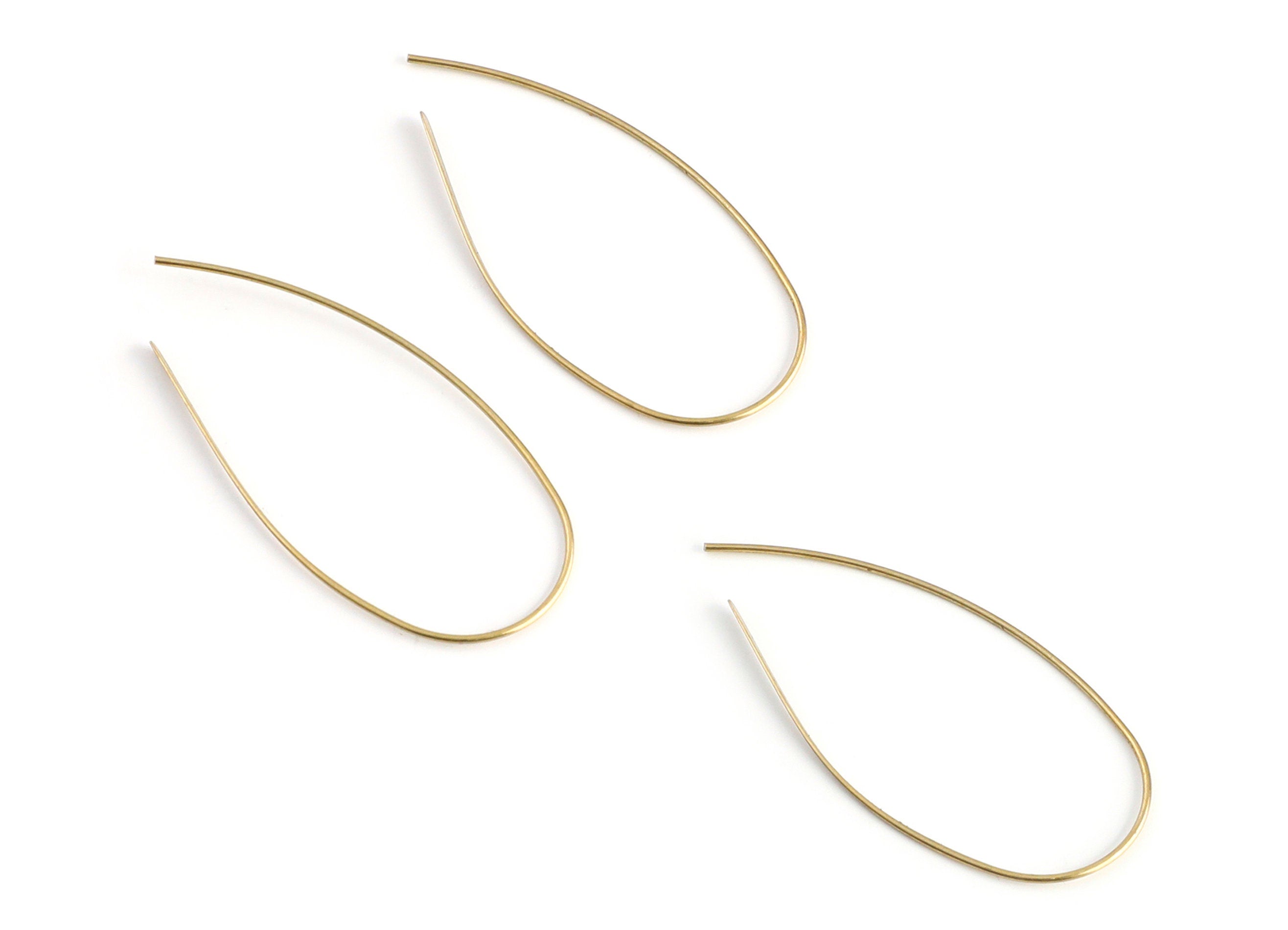 Brass Earring Wire - Raw Brass Ear Wire - Earring Findings - Jewelry Supplies - 48,8x20,7x0,8mm - PP1320S - DOMEDBAZAAR