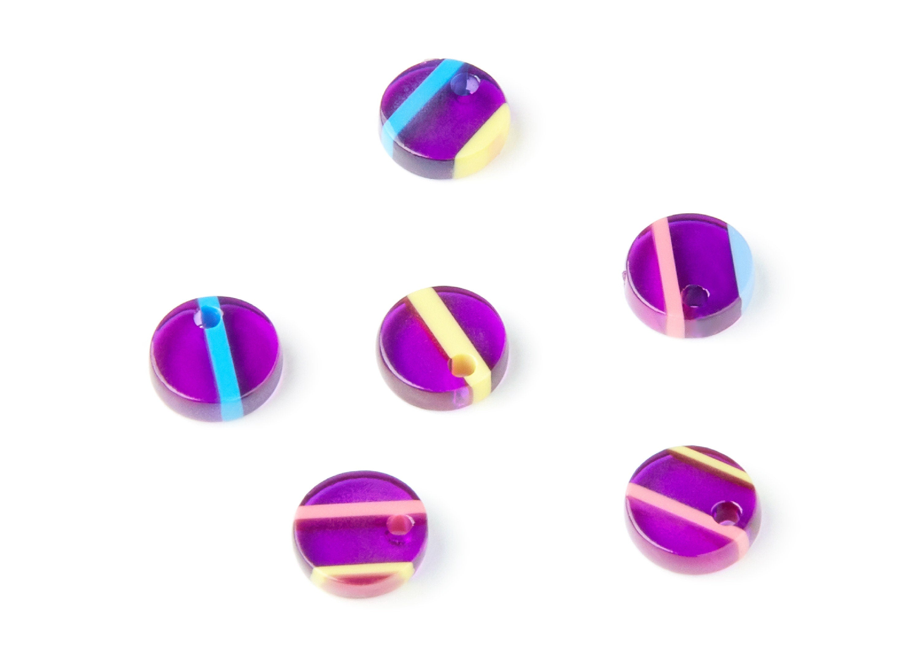 Acetate Round Earring Charms - Acrylic Circle Pendant - Earring Findings - Jewelry Supplies - Color Code: A65 - 9x9x3mm - AC1151O - DOMEDBAZAAR