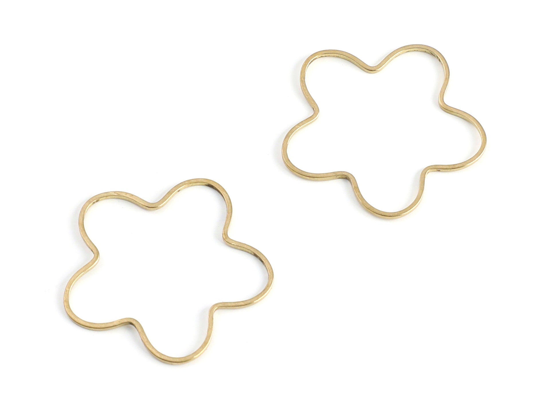 Brass Flower Charms - Flower Shaped Raw Brass Connector - Jewelry Supplies - 34.46x34.37x0.95mm - PP1386 - DOMEDBAZAAR