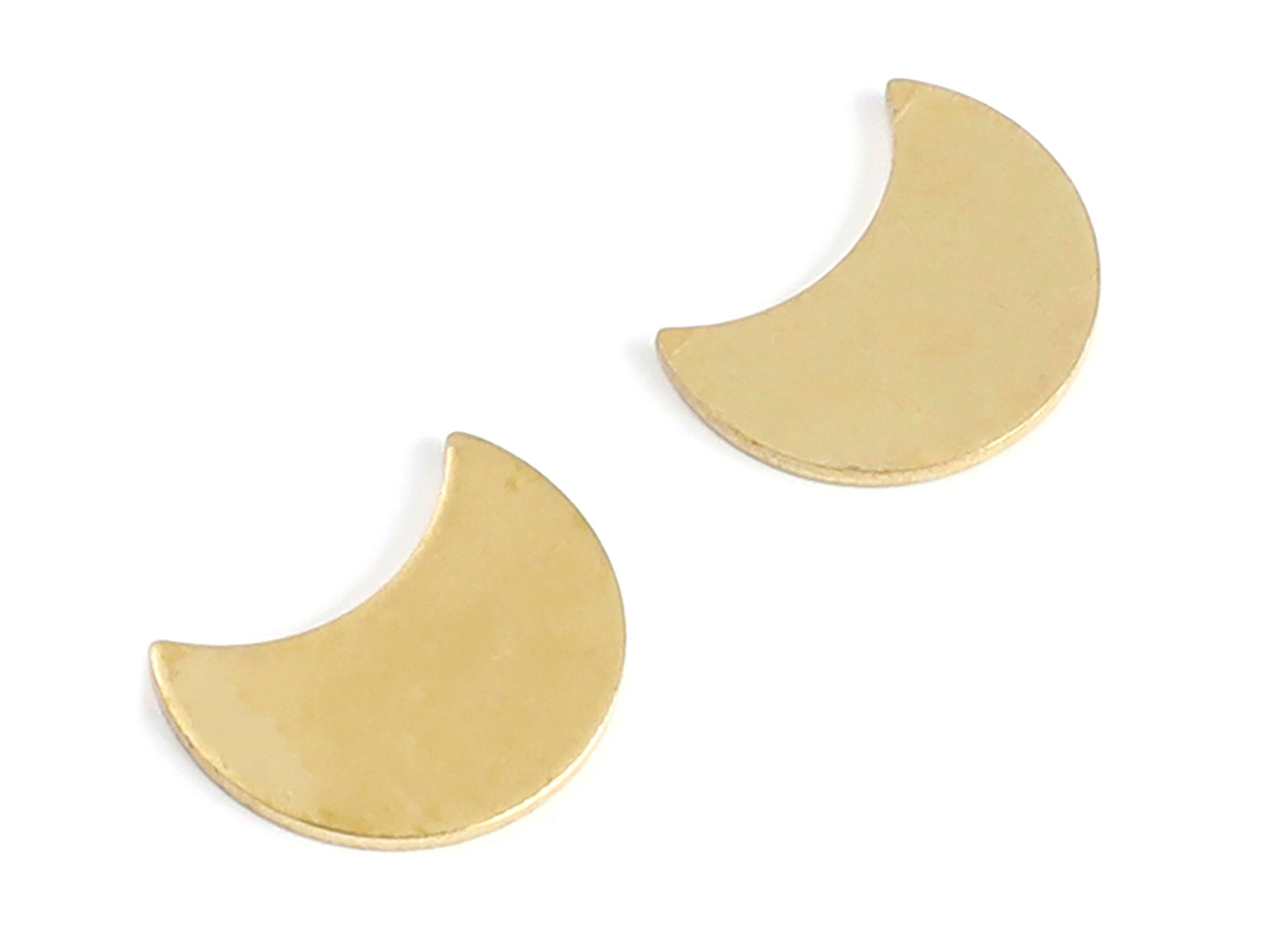 Brass Moon Charms - Moon Shaped Raw Brass Connector - Jewelry Supplies - 15.2x11.72x1mm - PP1439 - DOMEDBAZAAR