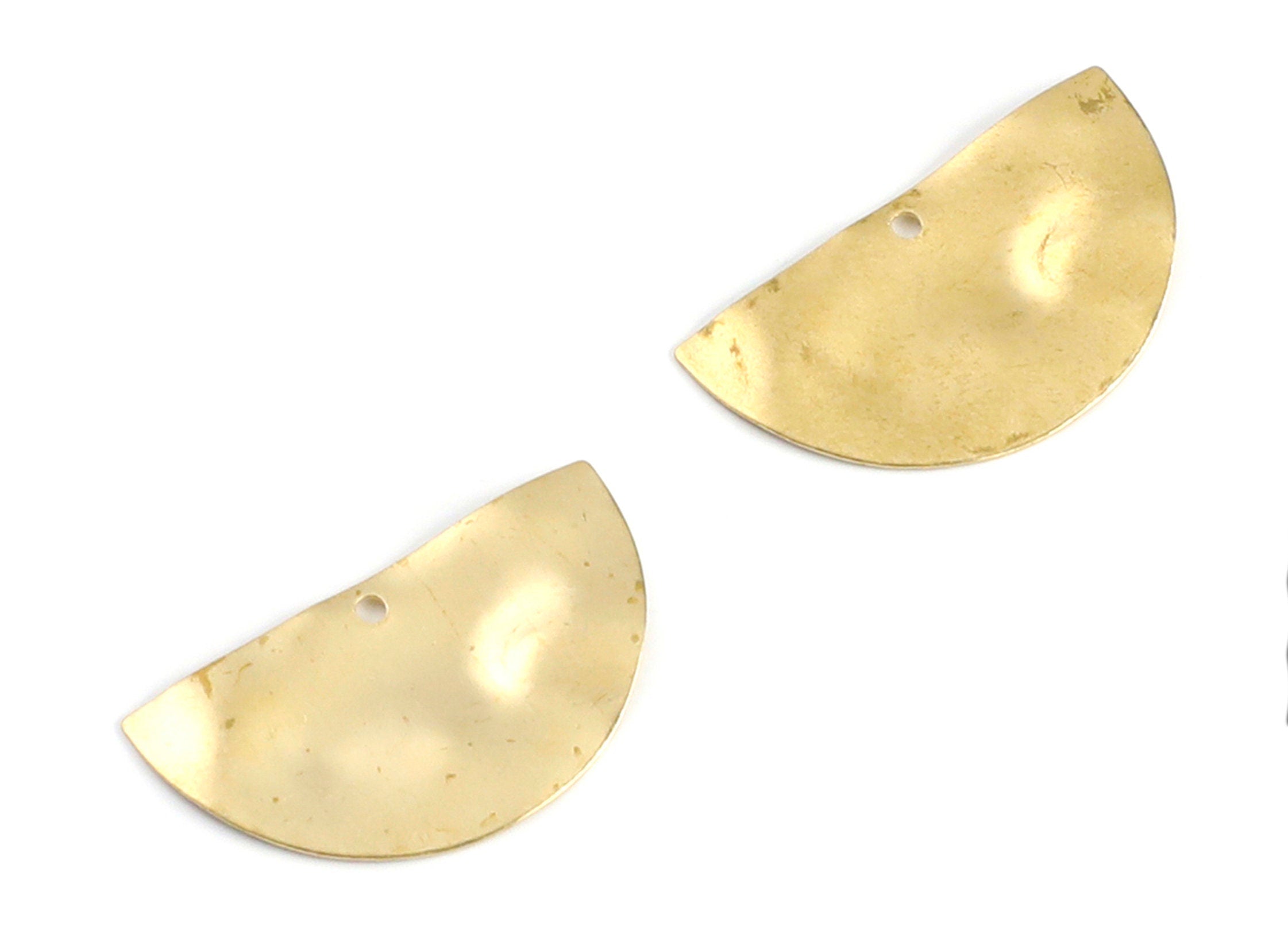 Half Moon Shaped Brass Charms - Semicircle Shaped - Raw Brass Charms - Jewelry Supplies - 26.9x14.96x0.4mm - PP1377 - DOMEDBAZAAR