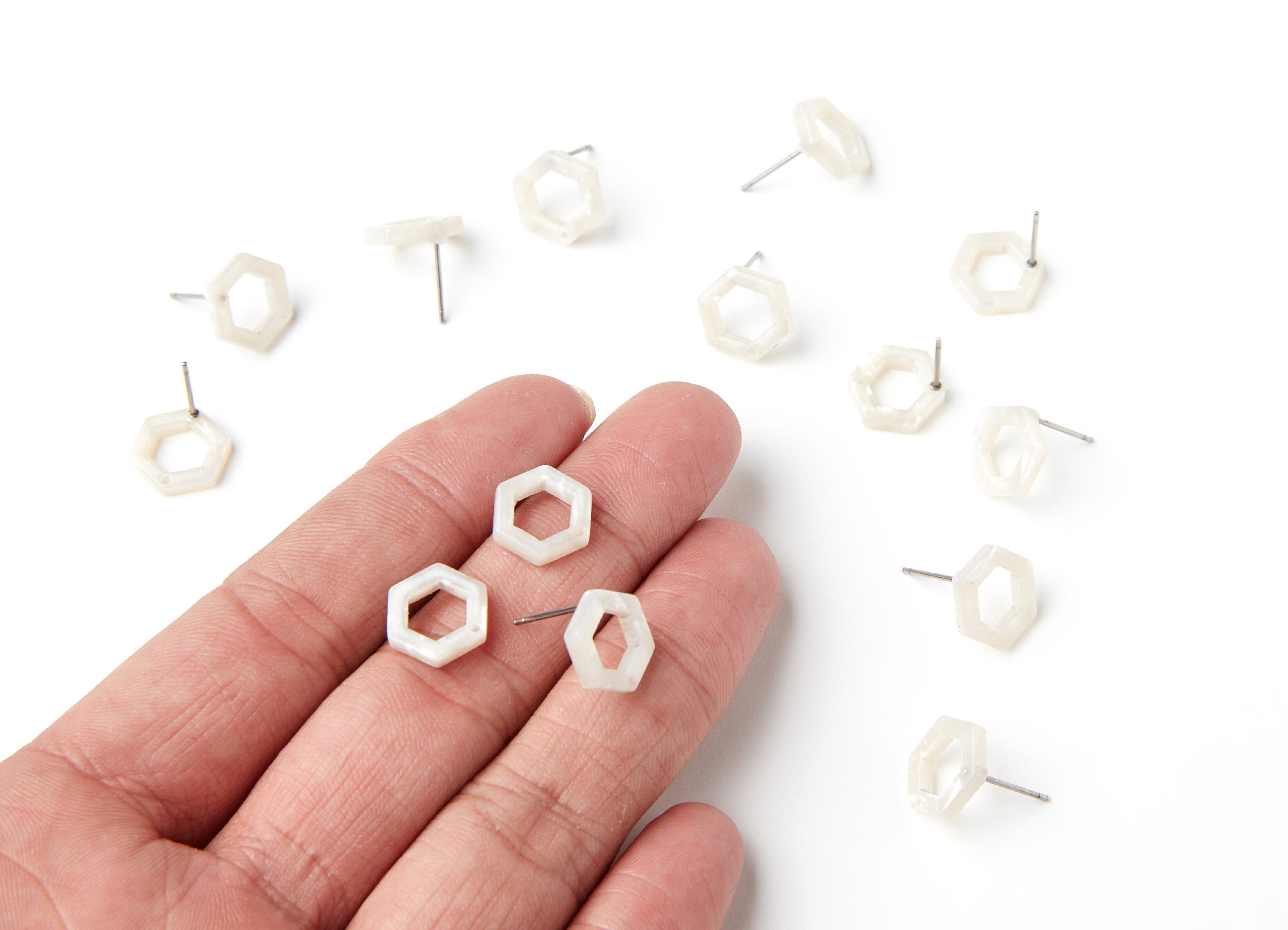 Acetate Acrylic Earring Stud - Post Charms - Tortoise Shell Earring - Hexagon Shaped Earring - Color Code: A12 - 13.18x11.38x2.57mm- AC1226A - DOMEDBAZAAR