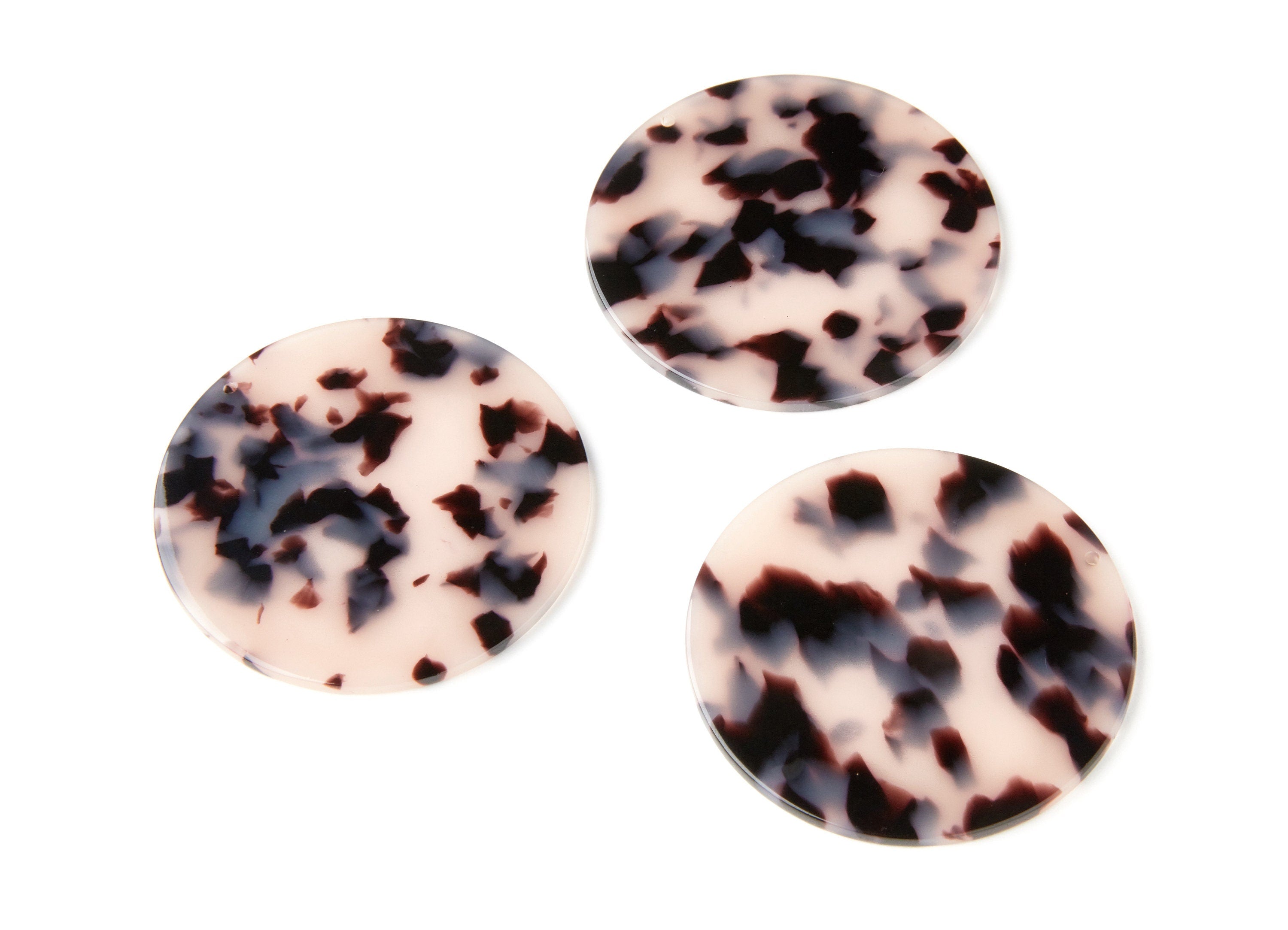 Acetate Acrylic Earring Charms - Blonde Solid Tortoise Shell Earrings - Coin Shaped Pendant - Color Code: A06 - 57x57x2,75mm - AC1296C - DOMEDBAZAAR