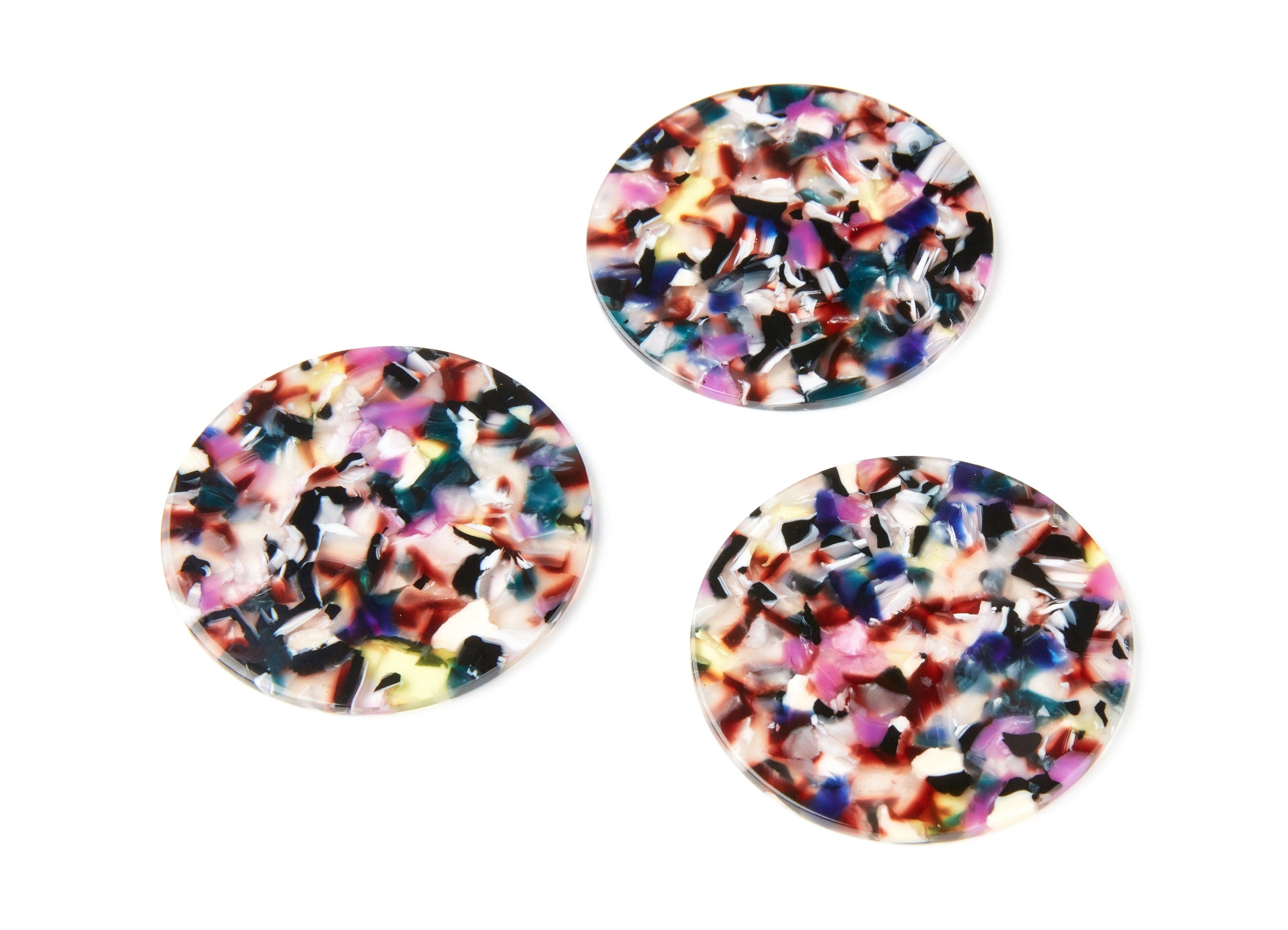 Acetate Round Earring Charms - Acrylic Coin Pendant - Earring Findings - Jewelry Supplies - Color Code: A11 - 57x57x2,75mm - AC1296D - DOMEDBAZAAR