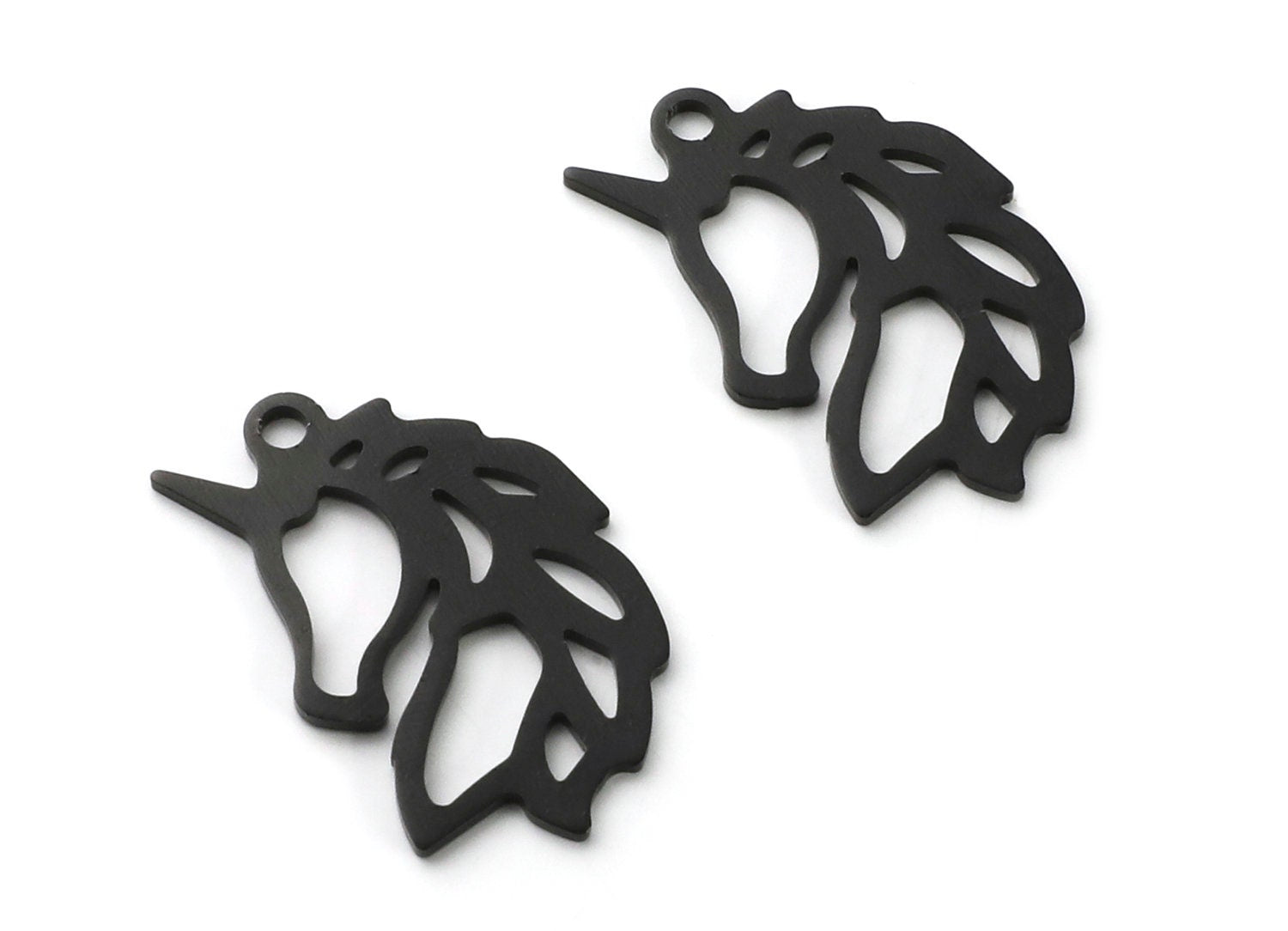 Aluminum Charms - Unicorn Shaped Pendant - Anodized Aluminium Charms - Wall Decor - Black Tone - 34.15x21.9x0.9mm - AA1140B - DOMEDBAZAAR
