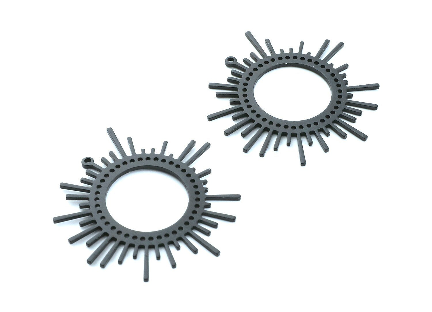Aluminum Charms - Sun Shaped Earrings - Anodized Aluminium Charms - Black Tone - 41.5x41.5x1.27mm - AA1133C - DOMEDBAZAAR