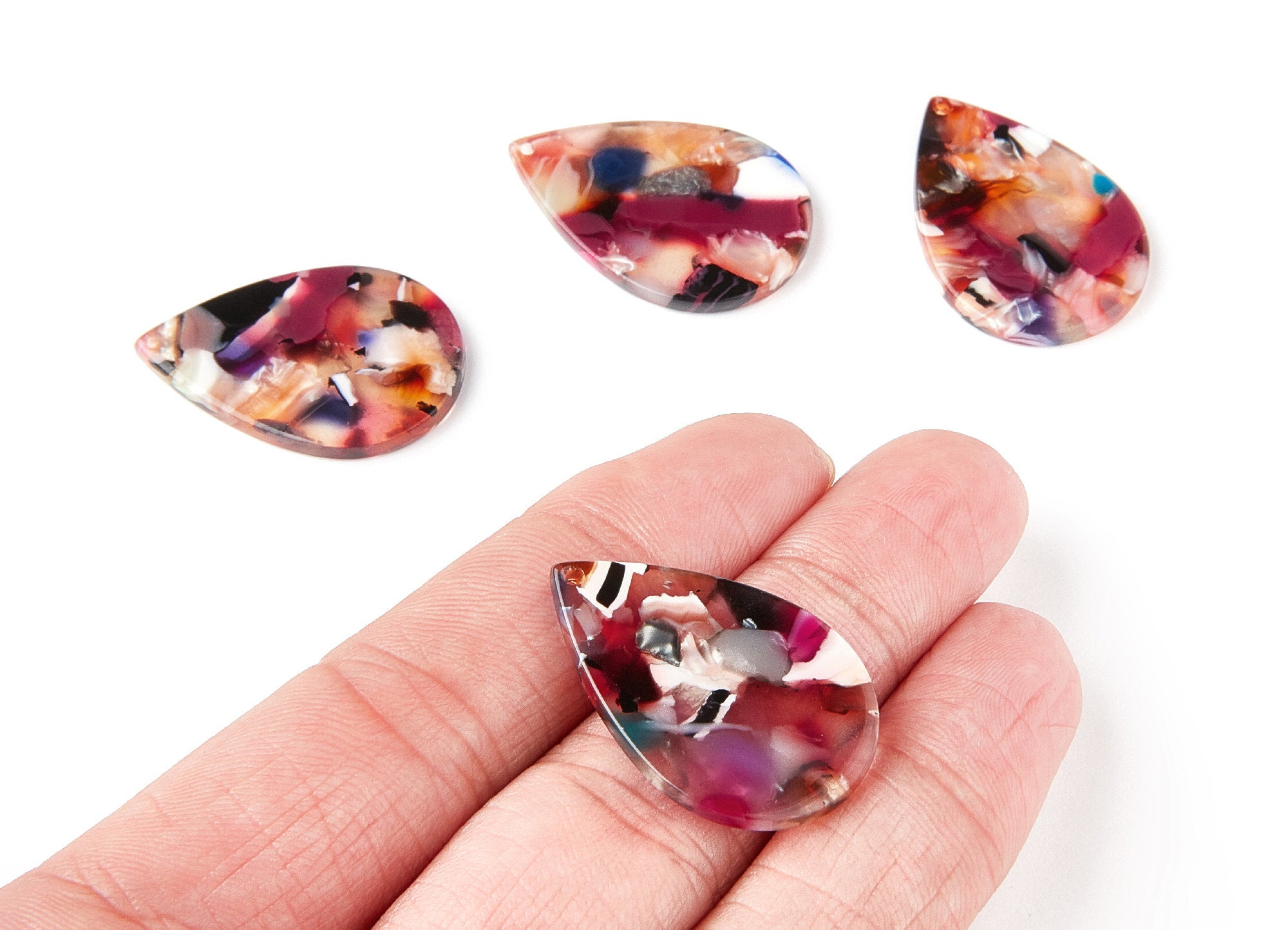 Acetate Drop Earring Charms - Drop Pendant - Earring Findings - Jewelry Supplies - Color Code: A61 - 30.5x21x2.6mm - AC1127N - DOMEDBAZAAR