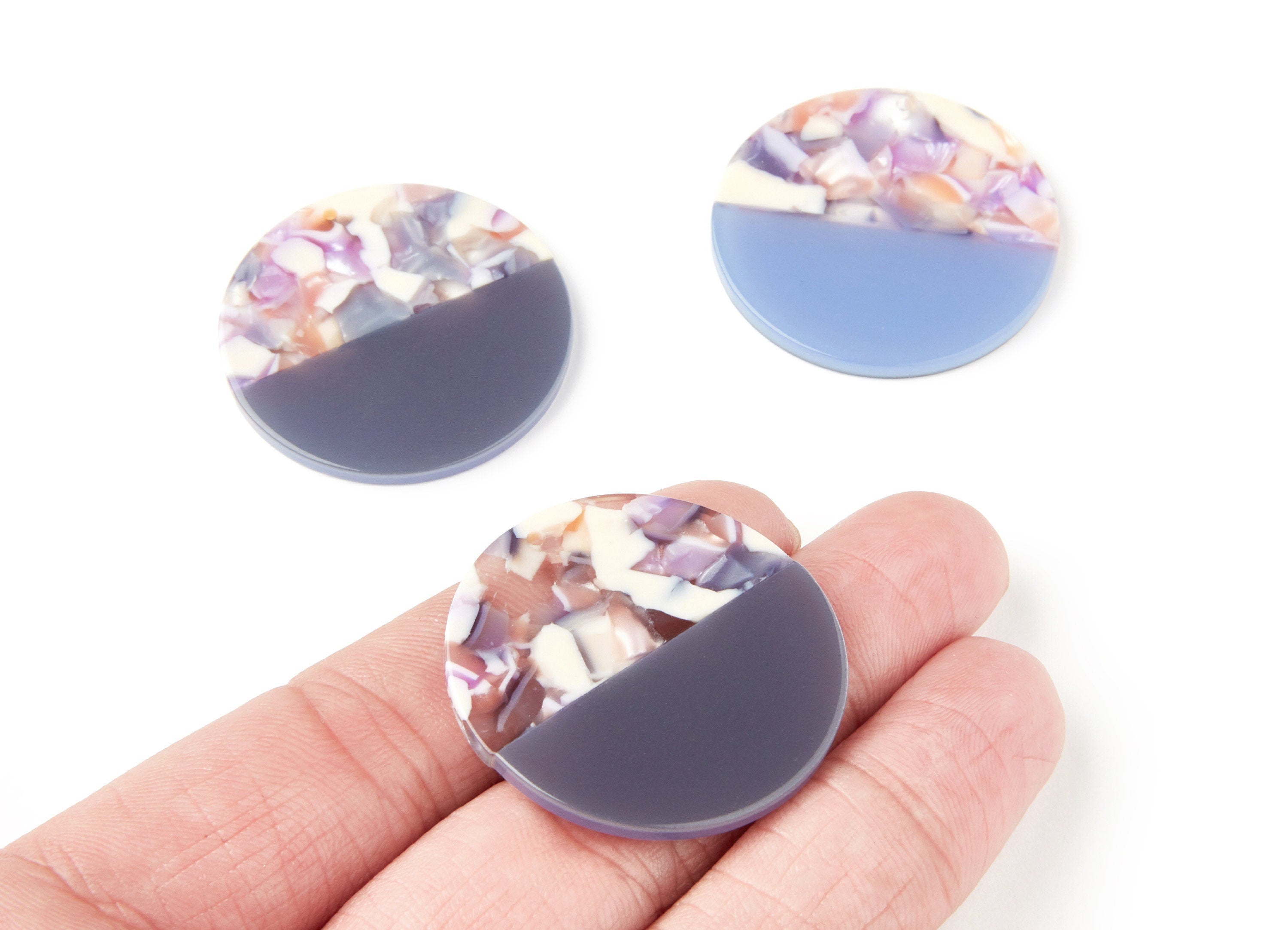 Acetate Round Charms - Coin Earrings and Pendant - Earring Findings - Jewelry Supply - 35,15x35,15x3mm - AC1256C - DOMEDBAZAAR