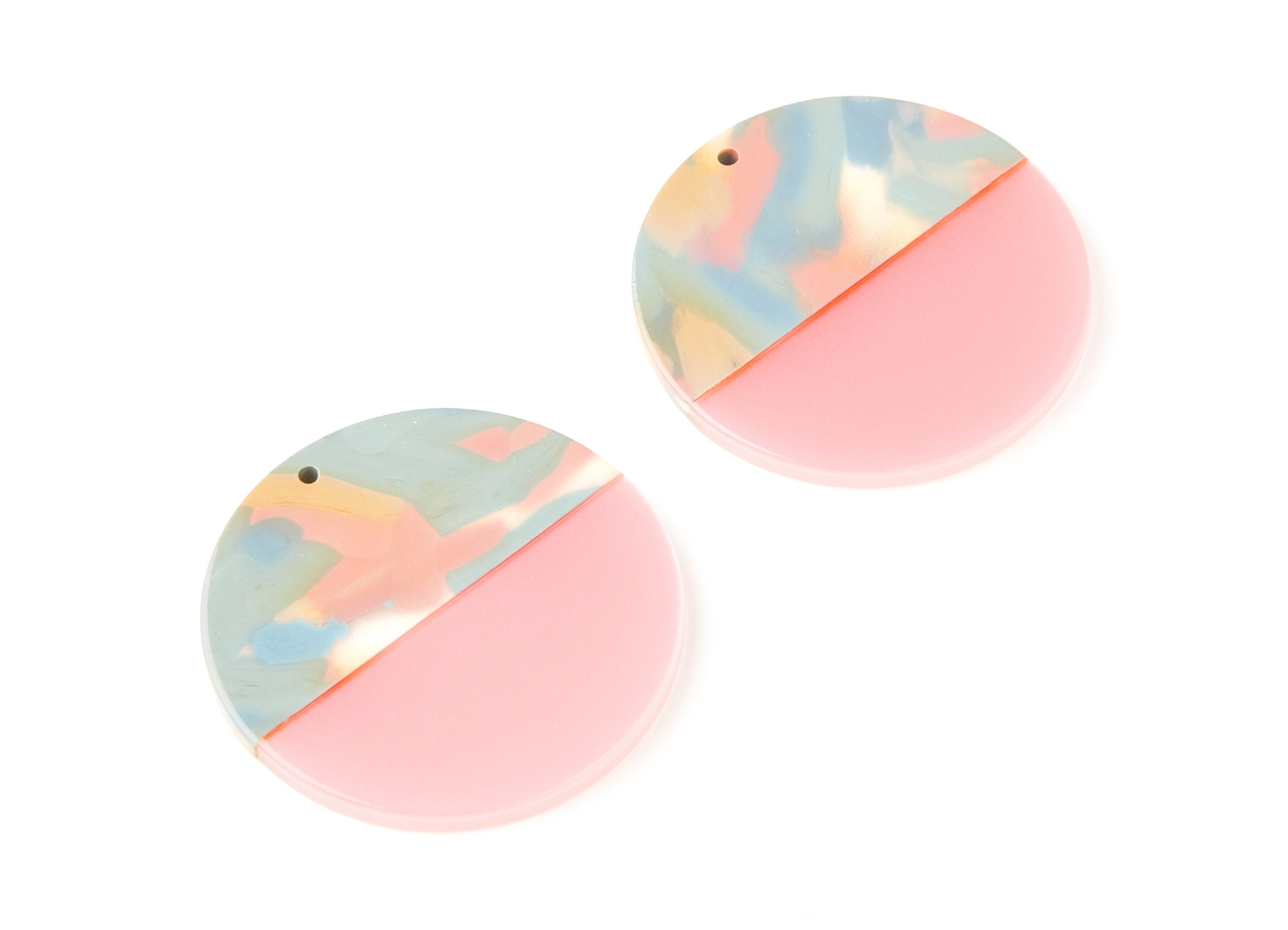 Acetate Round Charms - Coin Earrings and Pendant - Earring Findings - Jewelry Supply - 35,15x35,15x3mm - AC1256E - DOMEDBAZAAR