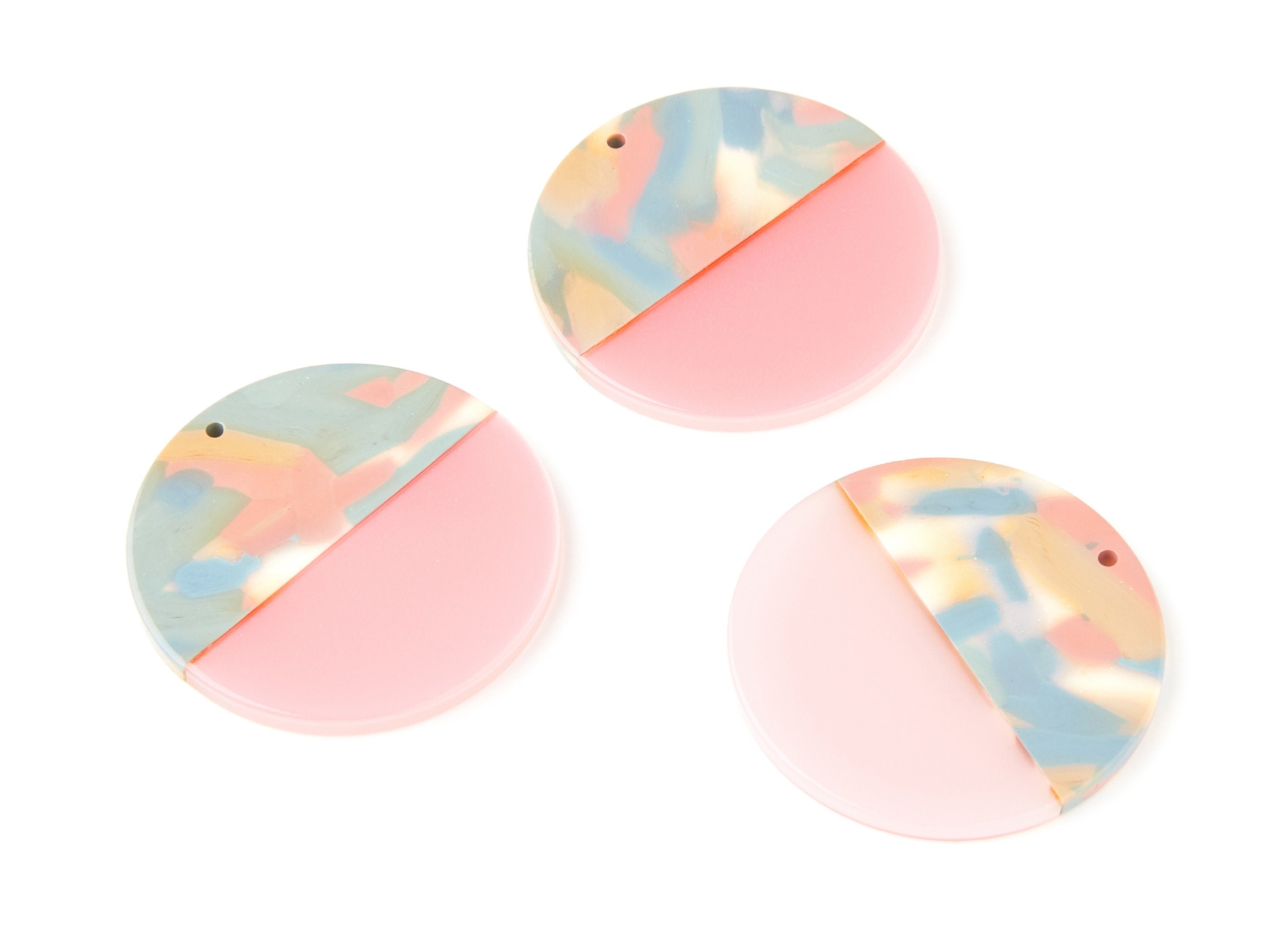 Acetate Round Charms - Coin Earrings and Pendant - Earring Findings - Jewelry Supply - 35,15x35,15x3mm - AC1256E - DOMEDBAZAAR