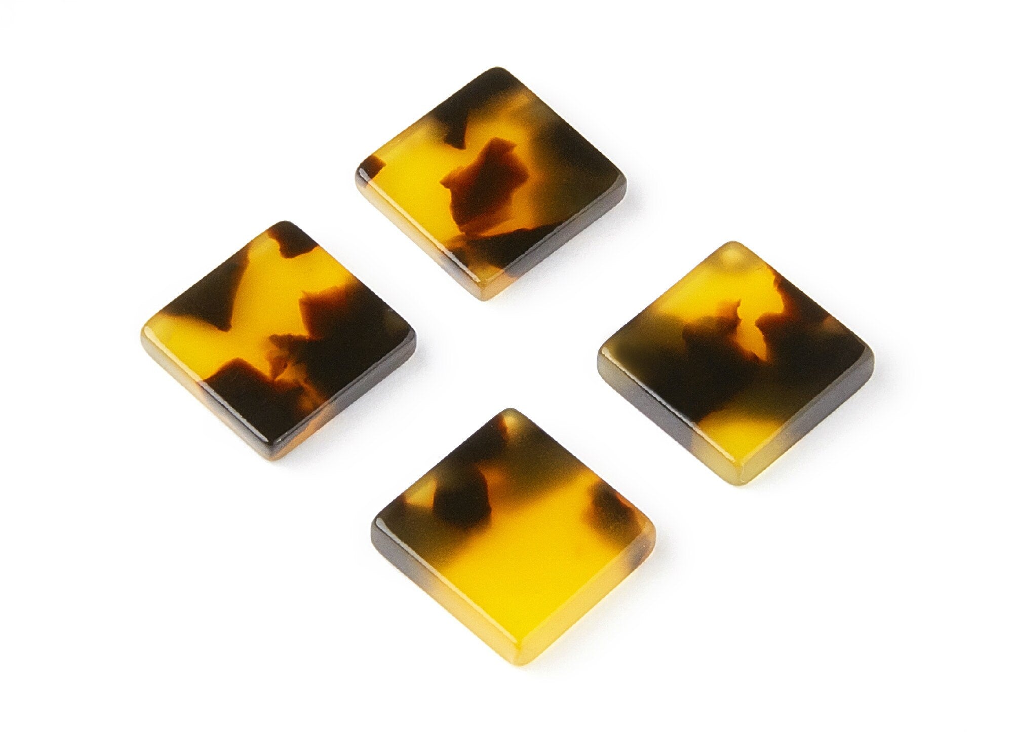 Acrylic Earring Charms - Tortoise Shell Earrings - Square Pendant - Jewelry Making Supplies - 11,97x11,97x2,7mm - AC1294D - DOMEDBAZAAR