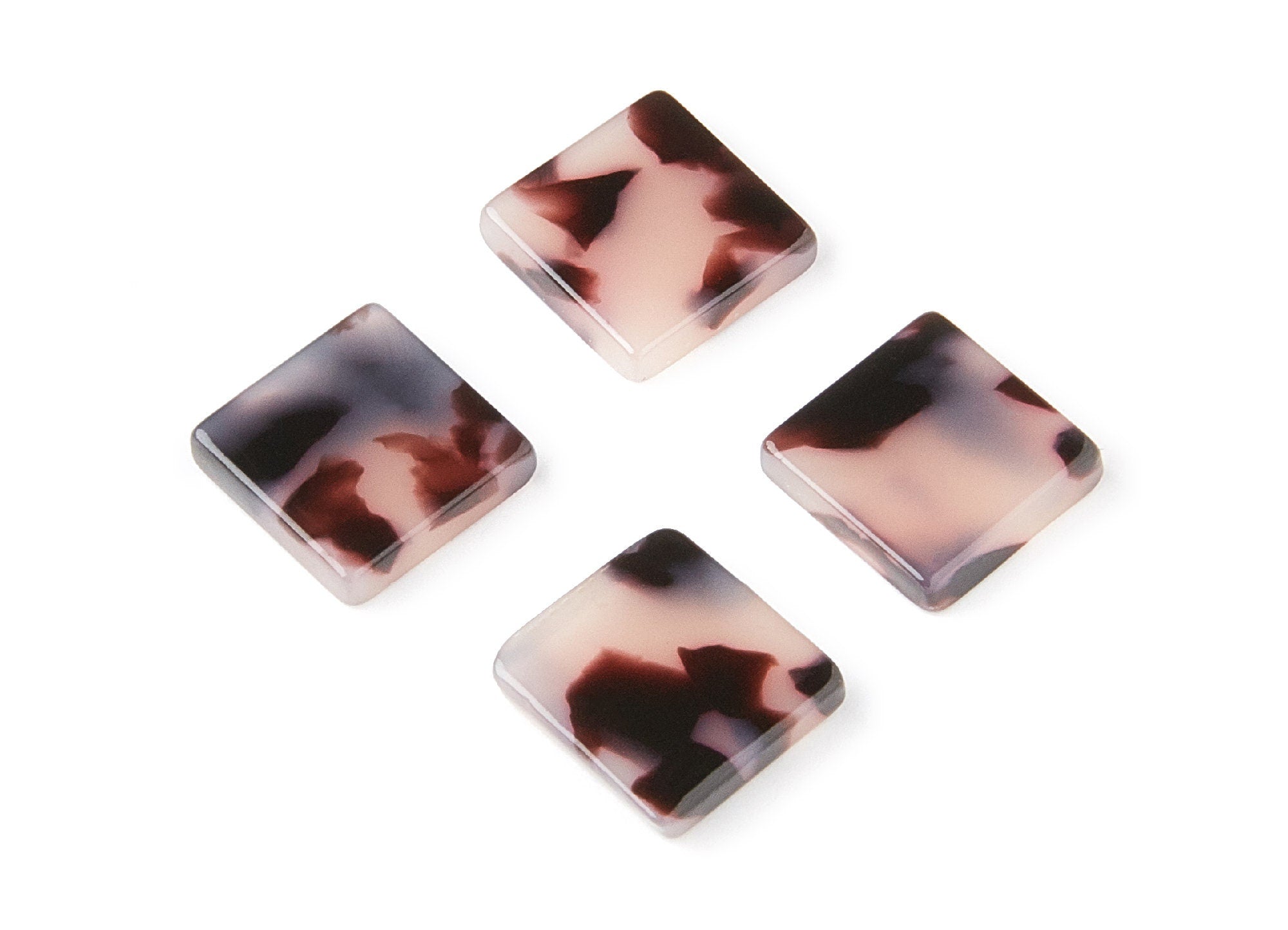 Acrylic Earring Charms - Blonde Tortoise Shell Earrings - Square Shaped - Color Code: A06 - 11,97x11,97x2,7mm - AC1294A - DOMEDBAZAAR