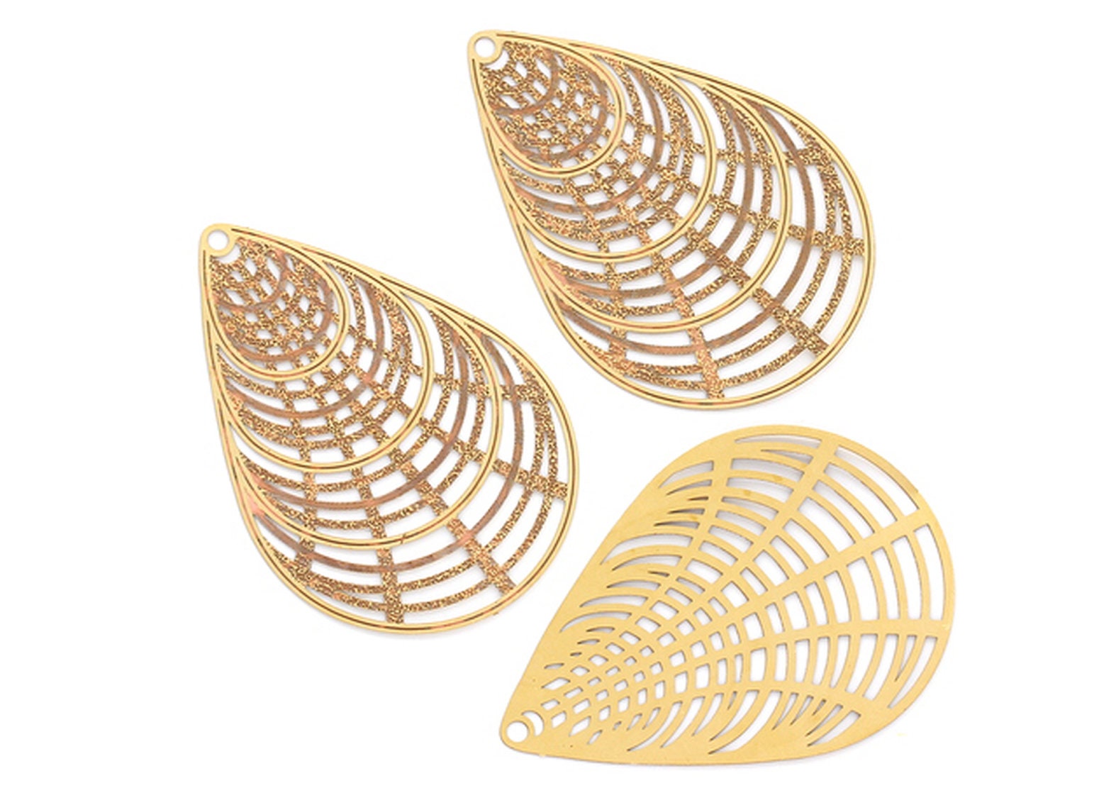 Water Droplet Shaped Earring Charms - Raw Brass Earring - Earring Findings - Jewelry Supplies - 66.7x46.2mm - JJB3864 - DOMEDBAZAAR