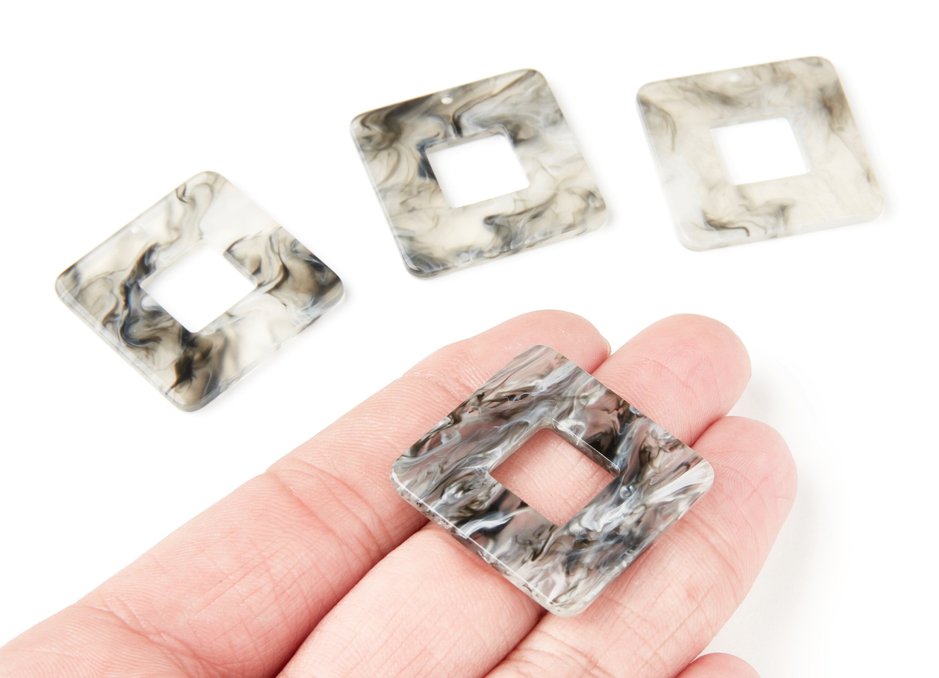 Acrylic Square Earring Charms - Square Pendant - Earring Findings - Jewelry Supplies - 30mm x 30mm x 2.63mm - AC1258C - DOMEDBAZAAR