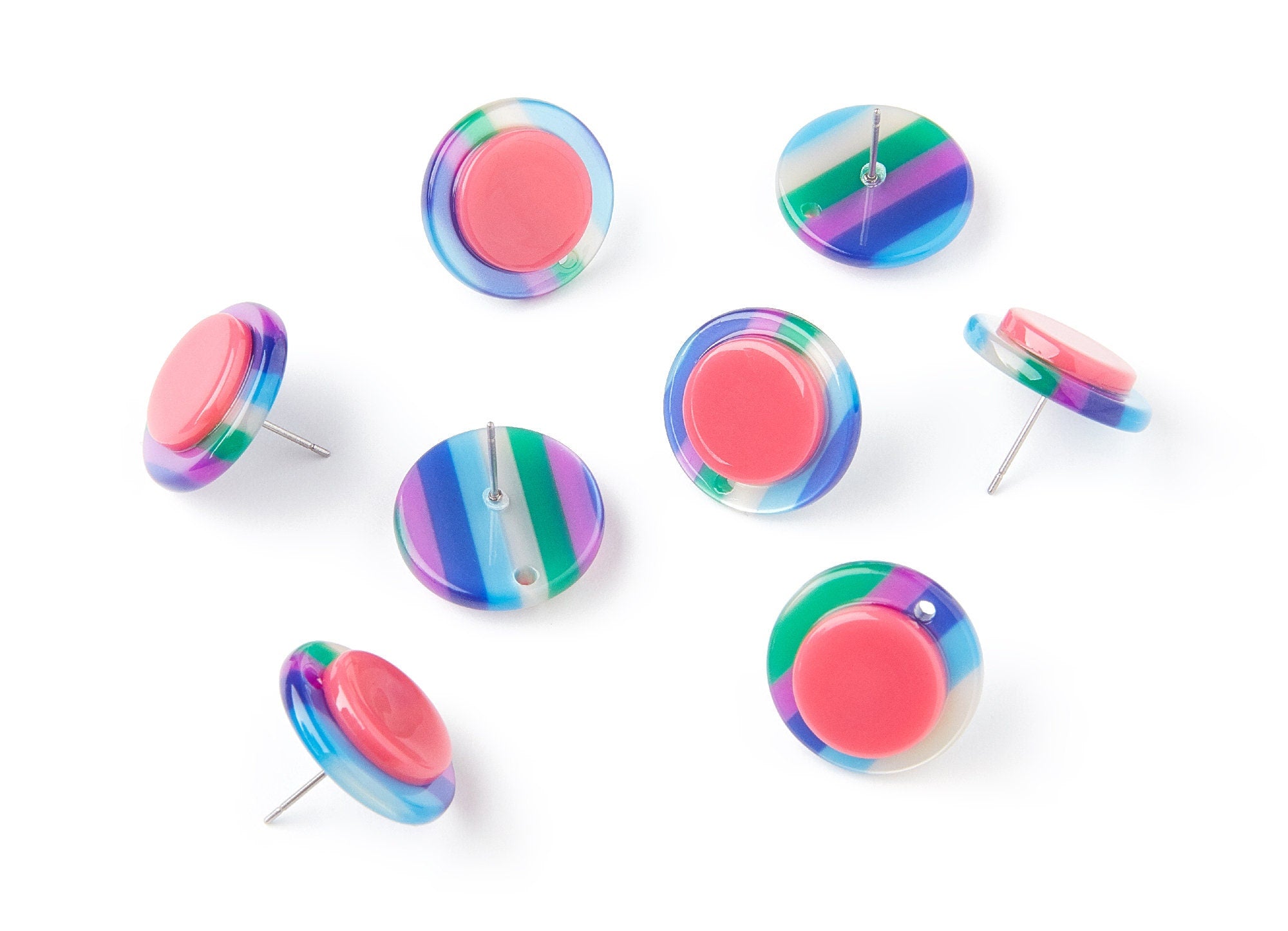 Acetate Circle Earring Post - Circle Earring Stud - Earring Post - Jewelry Supplies - 19.44x19.44x5mm - AC1300B - DOMEDBAZAAR