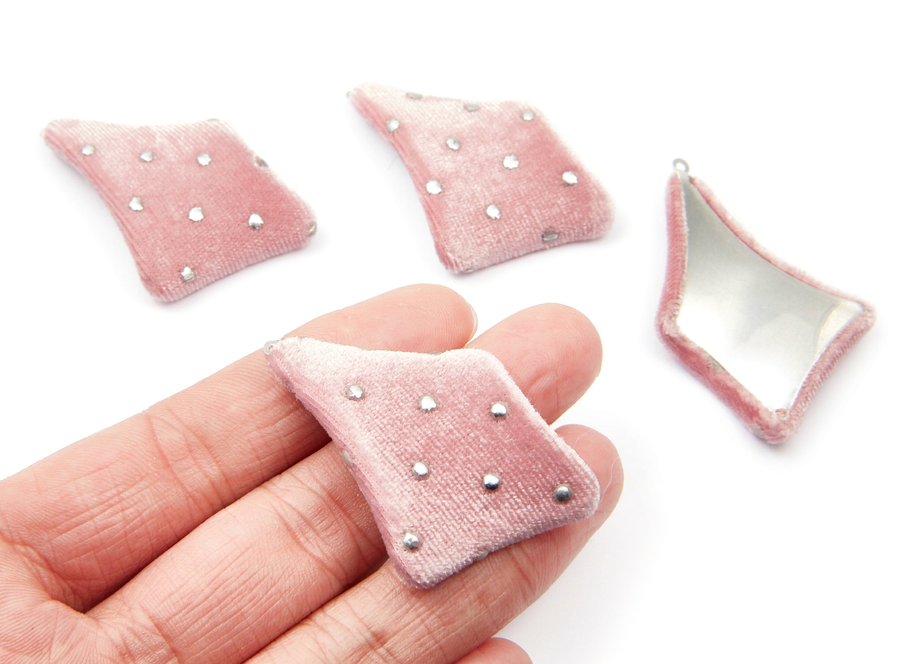 Pom Pom Earring Charms - Fur Geometric Pendant - Fabric Aluminum Alloy - Earring Findings - Jewelry Accessories - 17.3x15x14.8mm - TT1015B - DOMEDBAZAAR