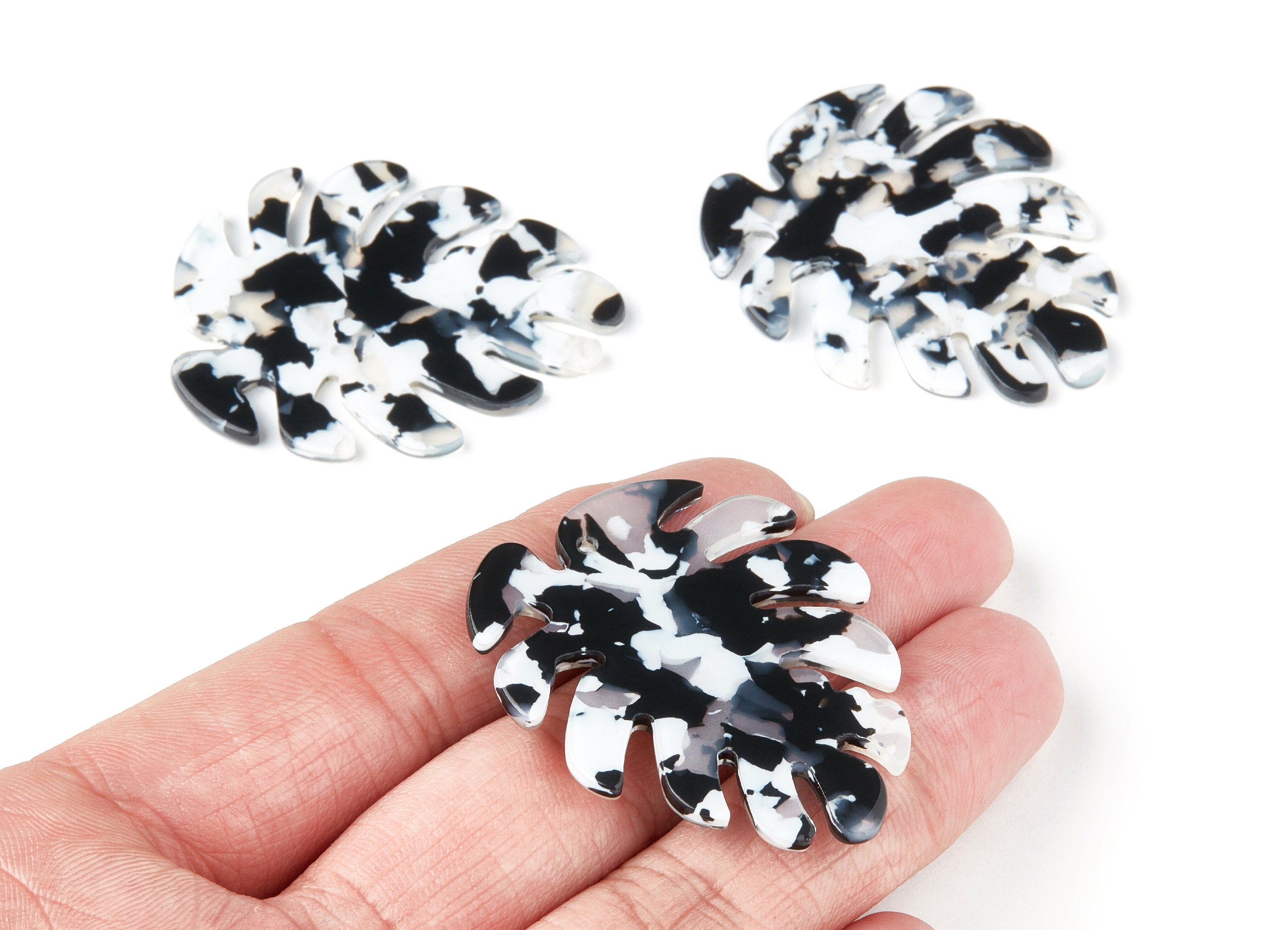 Acetate Leaf Earring Charms - Monstera Leaf Pendant - Earring Findings - Jewelry Supplies - 45.15x38x2.38mm - AC1199C - DOMEDBAZAAR