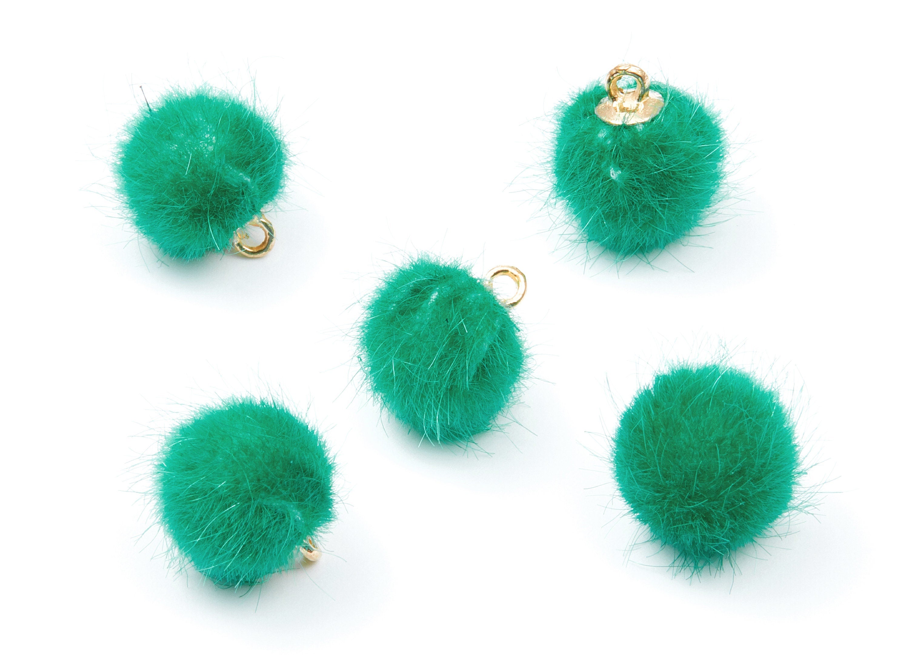 Pom Pom Earring Charms - Fur Ball Pendant - Aluminum Alloy - Earring Findings - Jewelry Accessories - 14.3x10.7x10.7mm - TT1001LGR - DOMEDBAZAAR