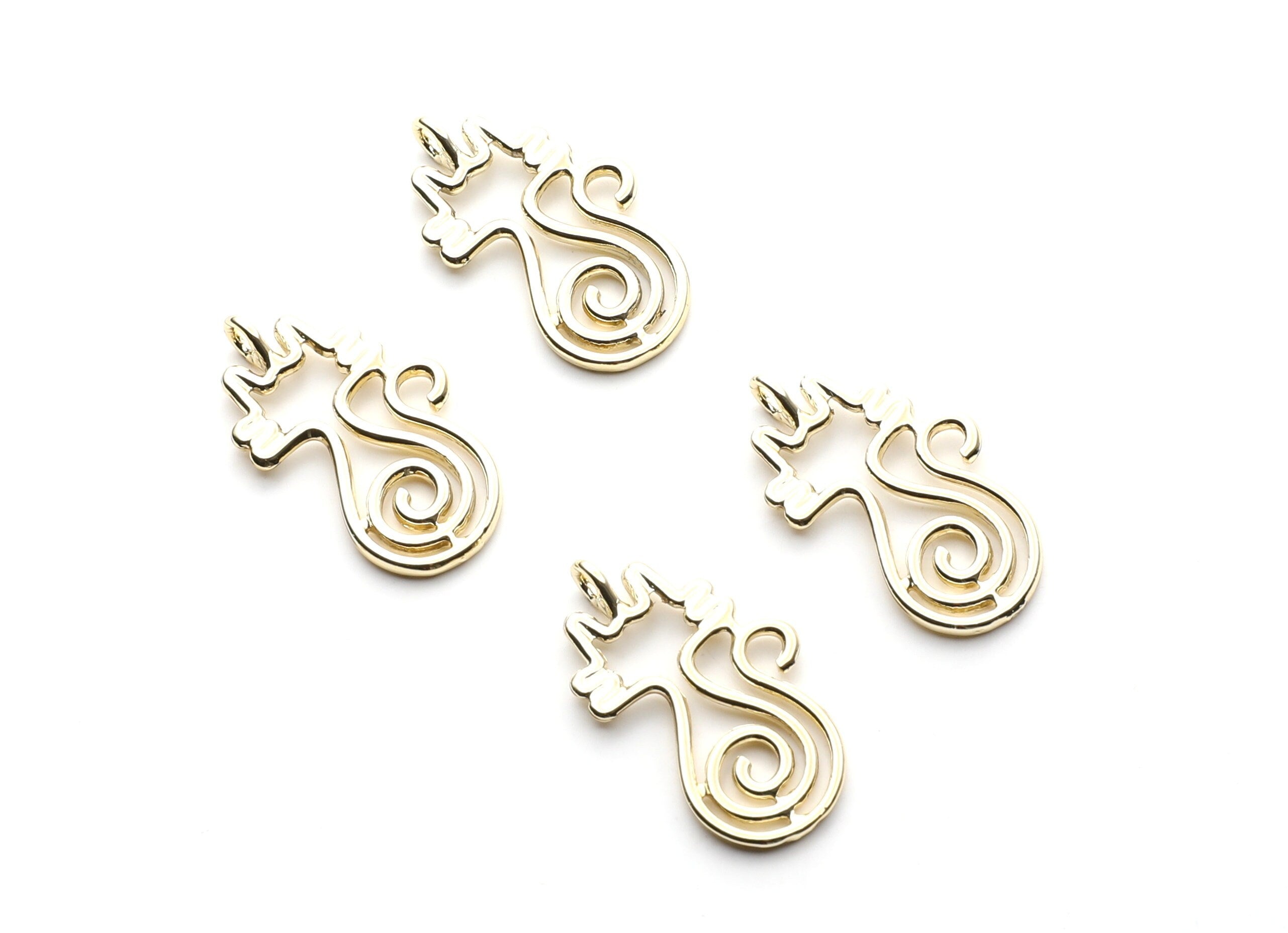 Cat Shaped Charms- Zinc Alloy Earring Findings - Gold Tone - Alloy Pendant for Necklace - Jewelry Supplies - 29.96x18.11x1.88mm - ZZ1255G - DOMEDBAZAAR