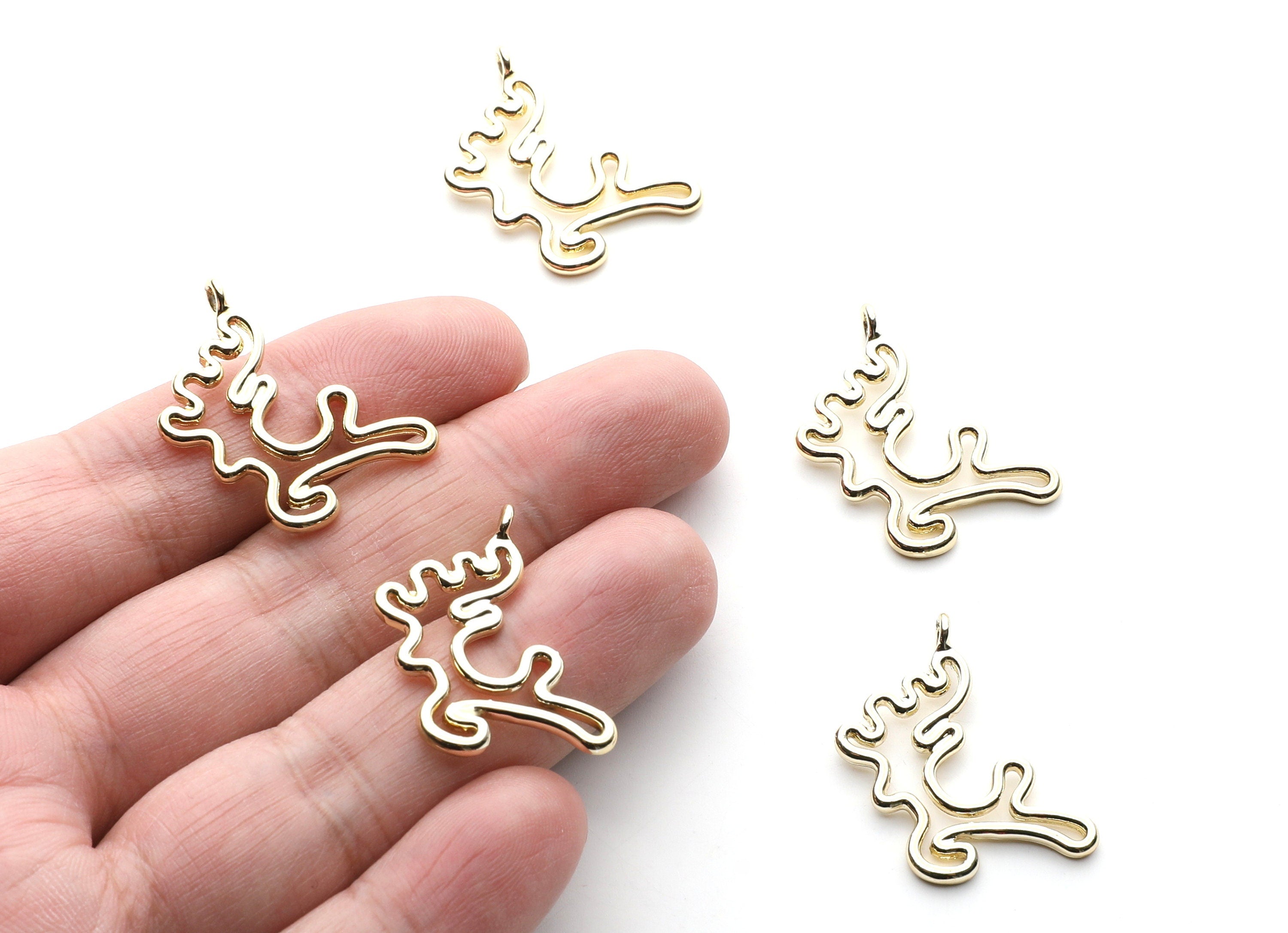 Deer Shaped Charms- Zinc Alloy Earring Findings - Gold Tone - Alloy Pendant for Necklace - Jewelry Supplies - 28.8x17.6x1.77mm - ZZ1259G - DOMEDBAZAAR