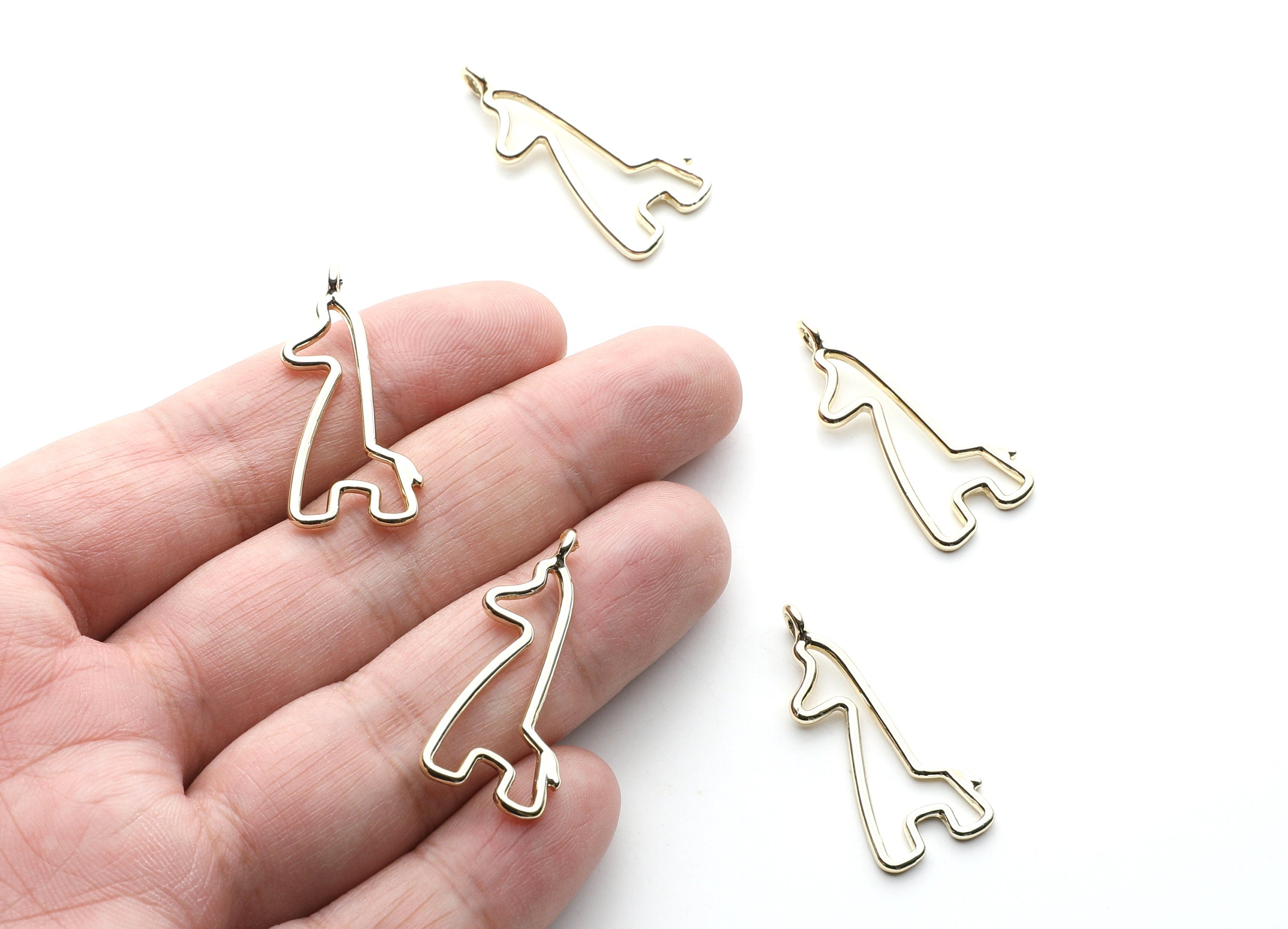 Giraffe Shaped Charms- Zinc Alloy Earring Findings - Gold Tone - Alloy Pendant for Necklace - 33.1x14.58x1.77mm - ZZ1269G - DOMEDBAZAAR