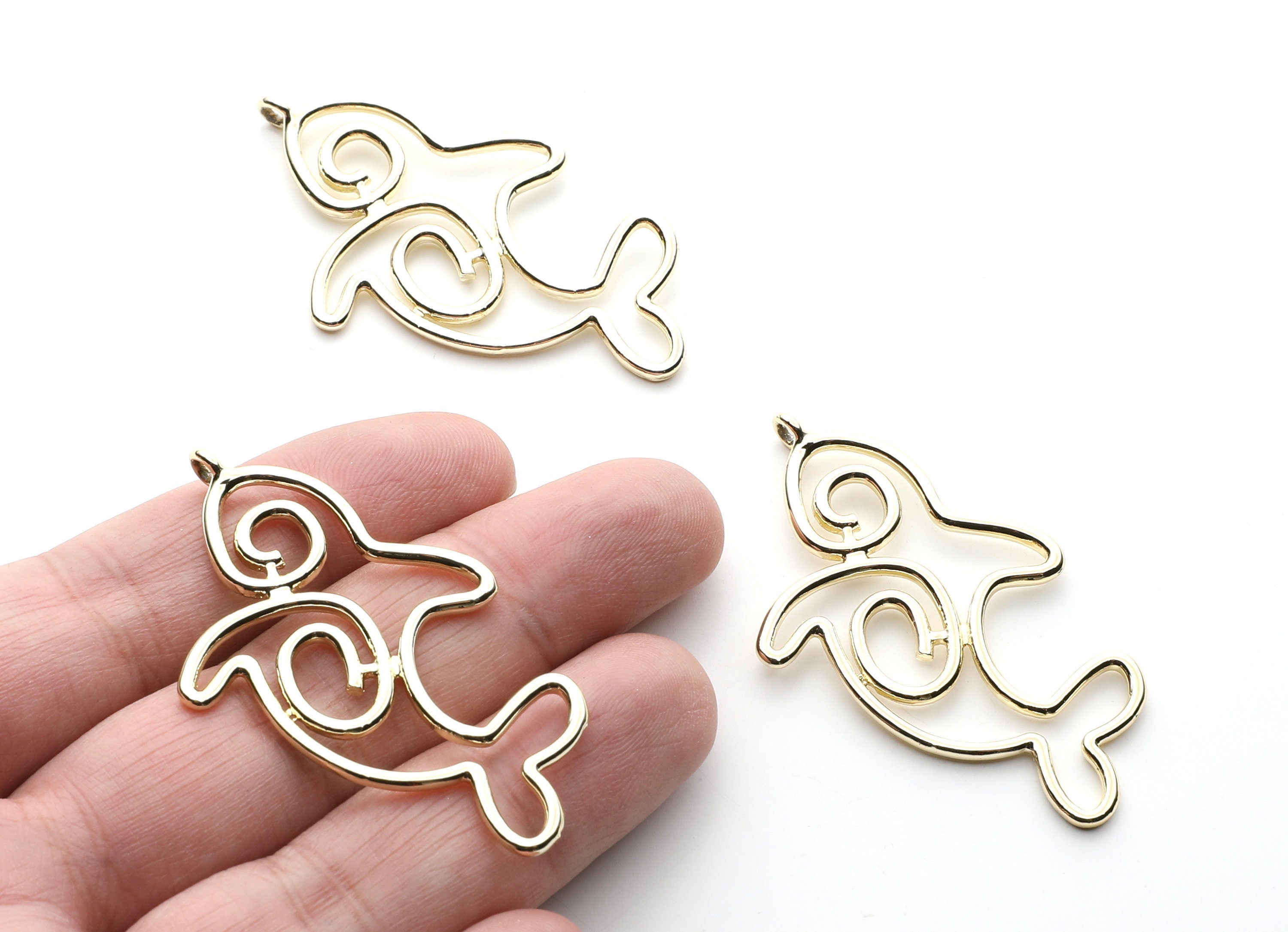 Big Dolphin Shaped Charms- Zinc Alloy Earring Finding - Gold Tone - Alloy Pendant for Necklace - 53.8x32x1.85mm - ZZ1260G - DOMEDBAZAAR