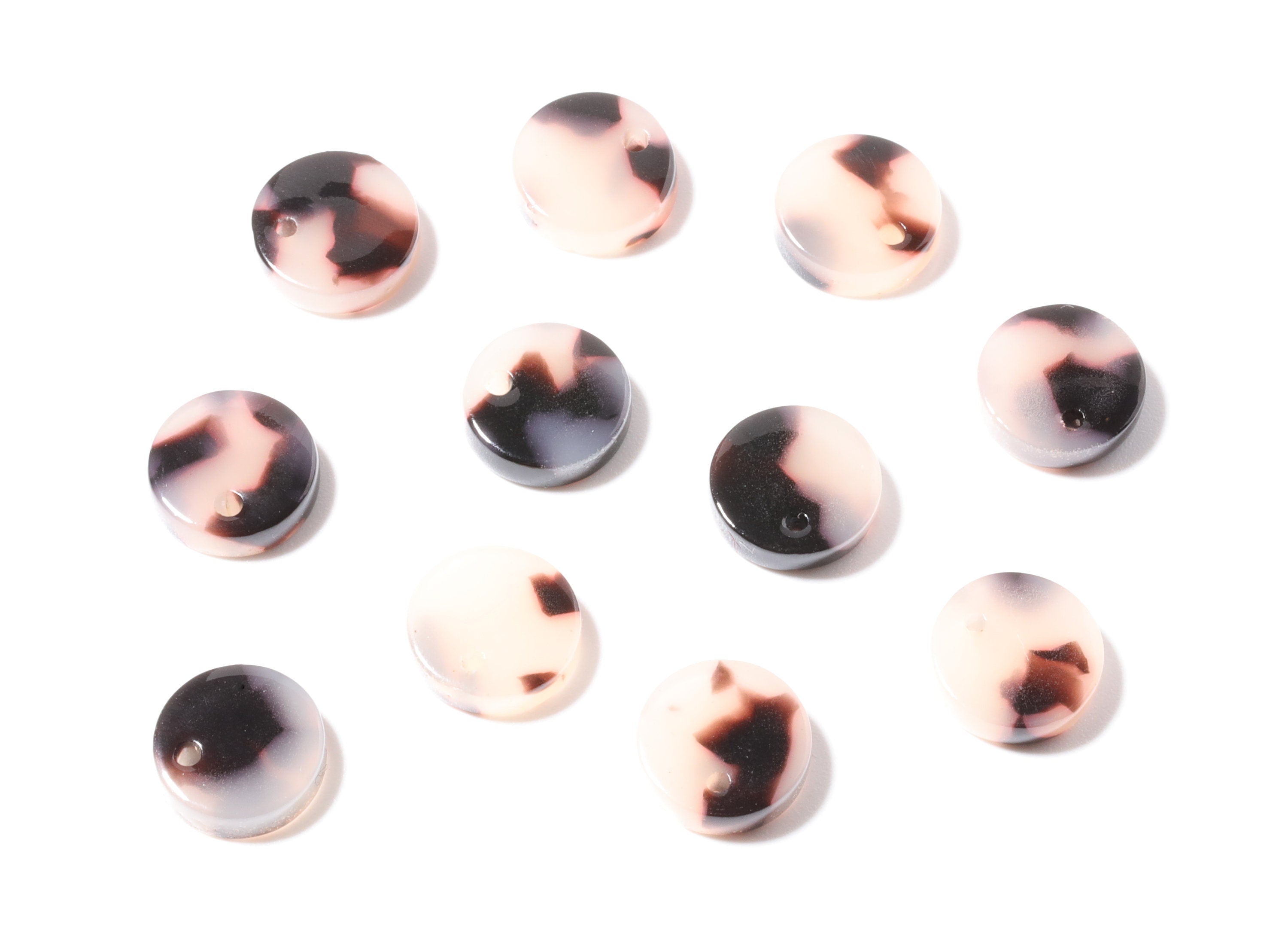 Acetate Acrylic Earring Charms - Blonde Tortoise Shell Earrings - Round Circle Shaped - Color Code: A07 - 9.19x9.19x2.7mm - AC1151D - DOMEDBAZAAR