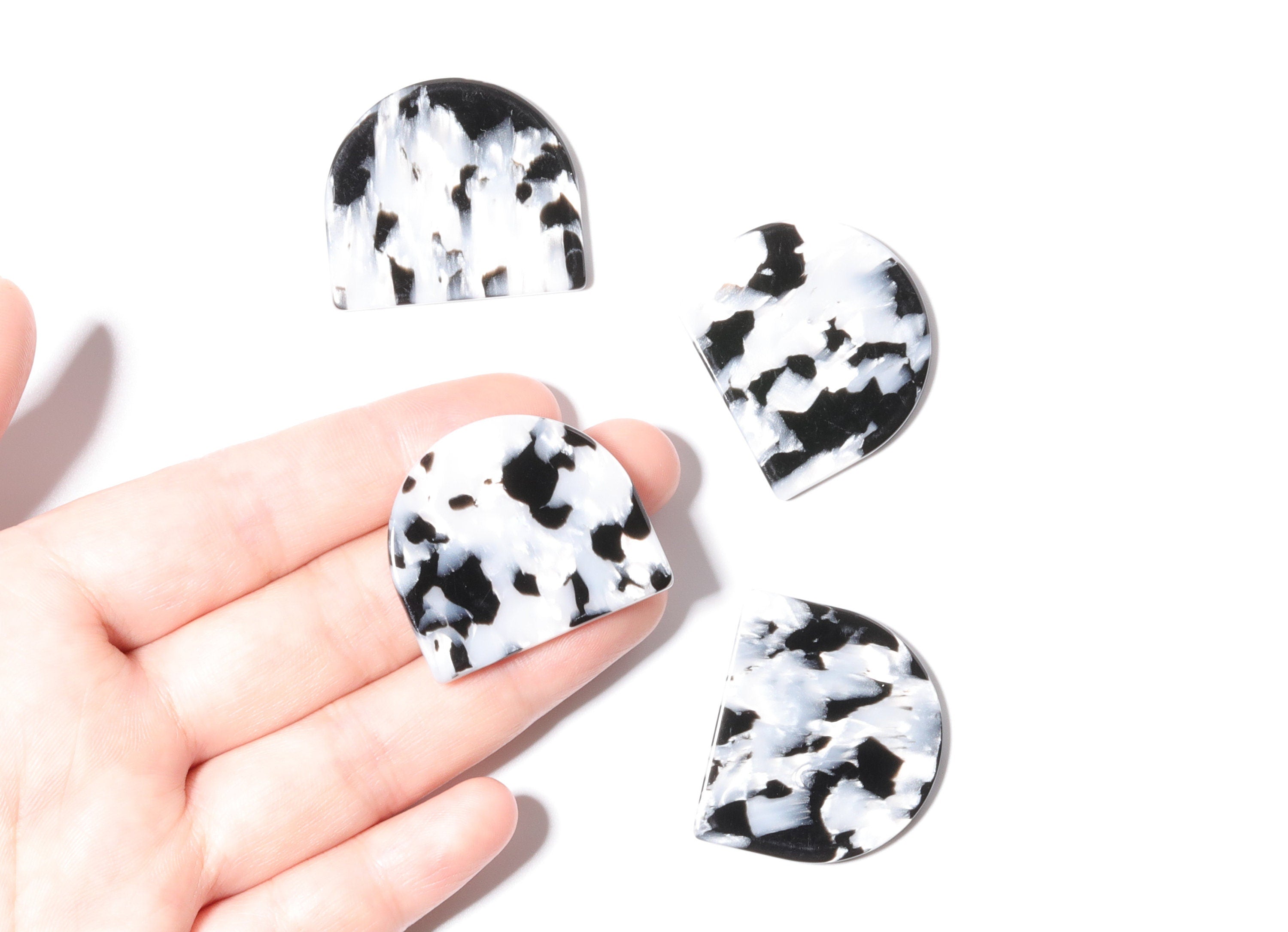 Acetate D Charms - No Hole - D Earrings - Earring Findings - Jewelry Supplies - Color Code: A15 - 29.5x34.3x2.48mm - AC1381-A15 - DOMEDBAZAAR