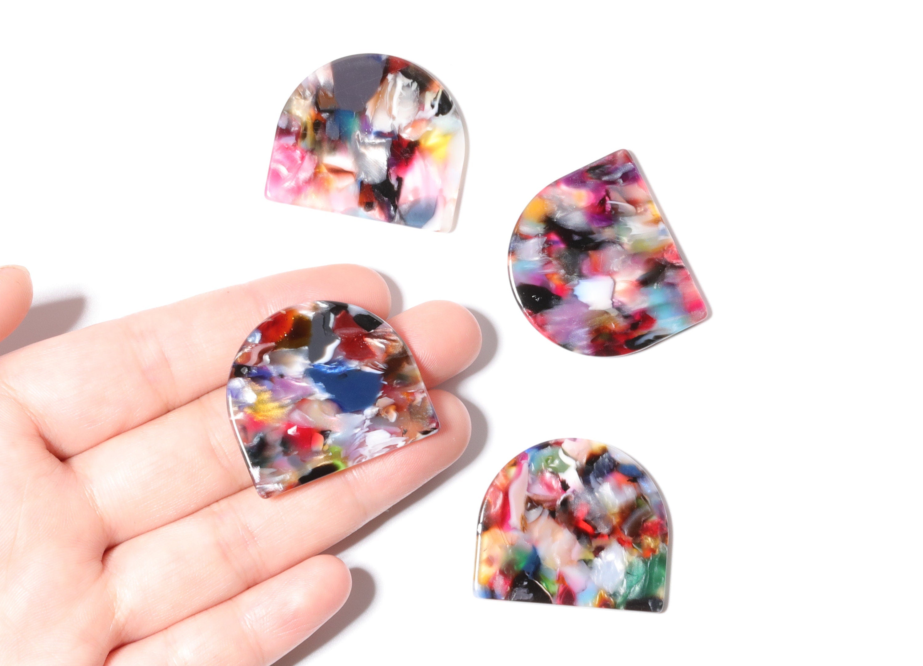 Acetate D Earring Charms - D Pendant - Earring Findings - Jewelry Supplies - Color Code: A57 - 29.5x34.3x2.48mm - AC1381-A57 - DOMEDBAZAAR