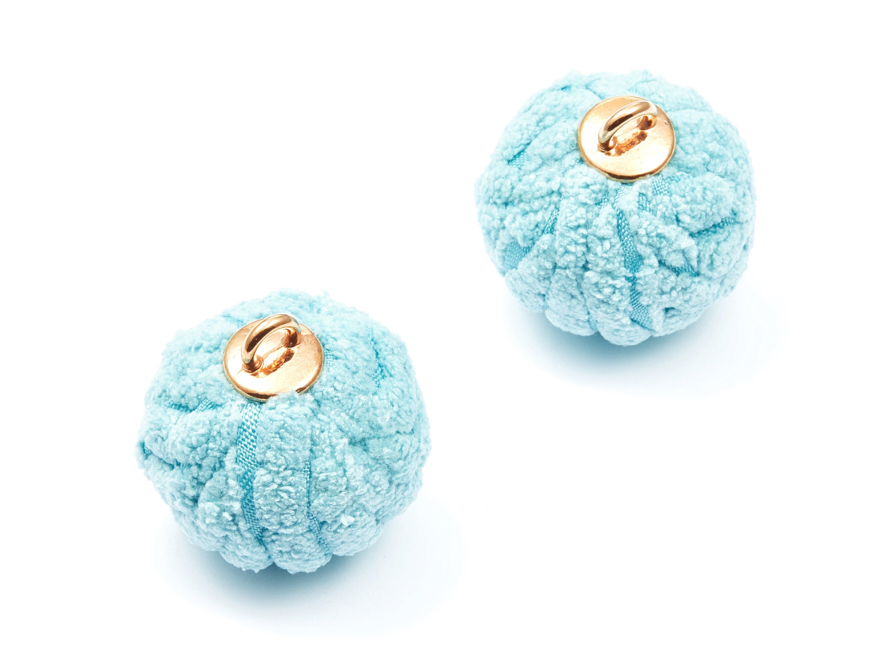 Pom Pom Earring Charms - Fur Ball Pendant - Aluminum Fabric Alloy - Earring Findings - Jewelry Accessories - 26x27mm - TT1013C - DOMEDBAZAAR