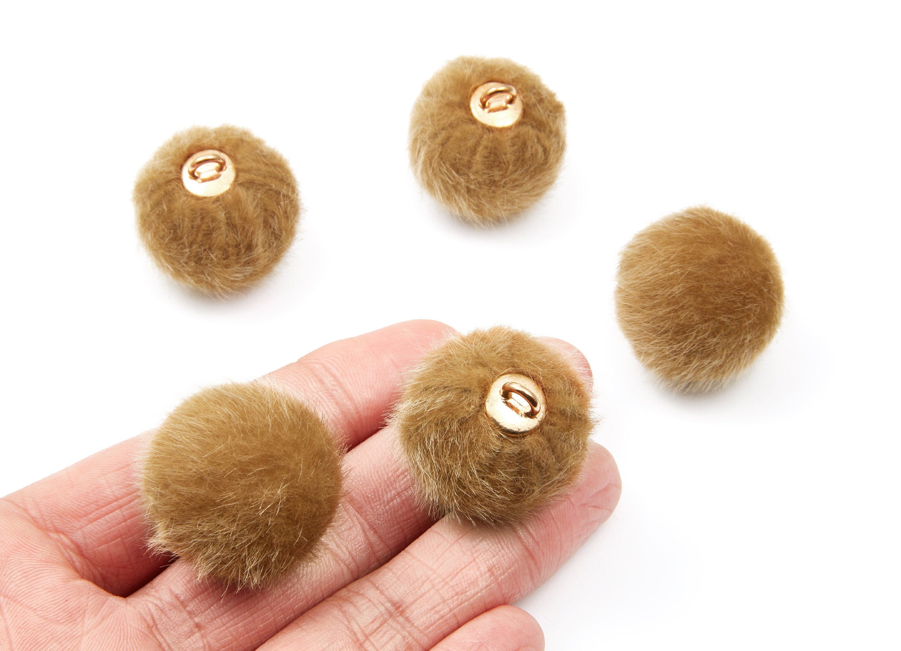Pom Pom Earring Charms - Fur Ball Pendant - Aluminum Fabric Alloy - Earring Findings - Jewelry Accessories - 25.7x27.7mm - TT1014A - DOMEDBAZAAR