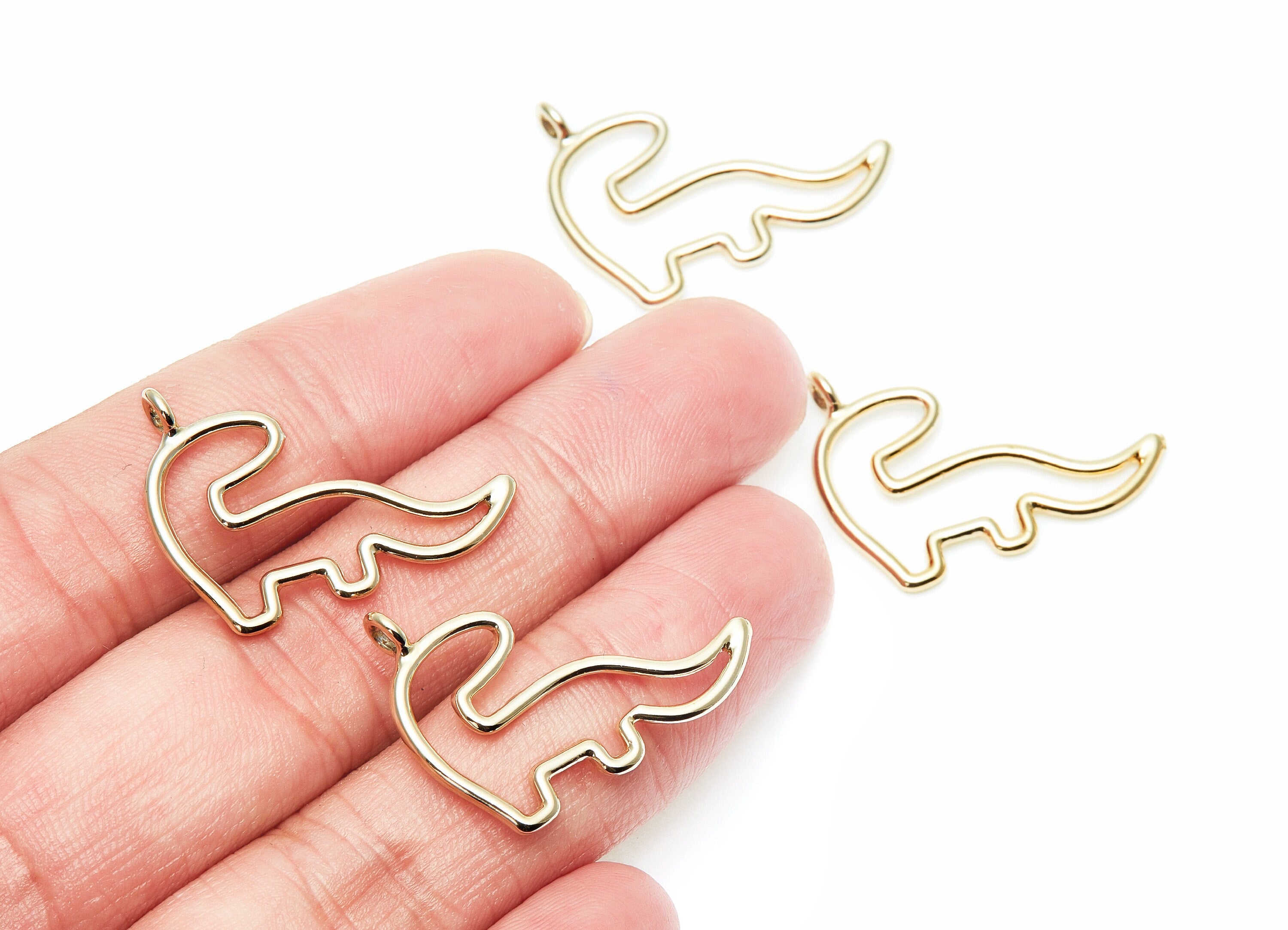 Dinosaur Shaped Charms- Zinc Alloy Earring Finding - Gold Tone - Alloy Pendant for Necklace - Jewelry Supplies - 29.5x21.77x2.16mm - ZZ1281G - DOMEDBAZAAR