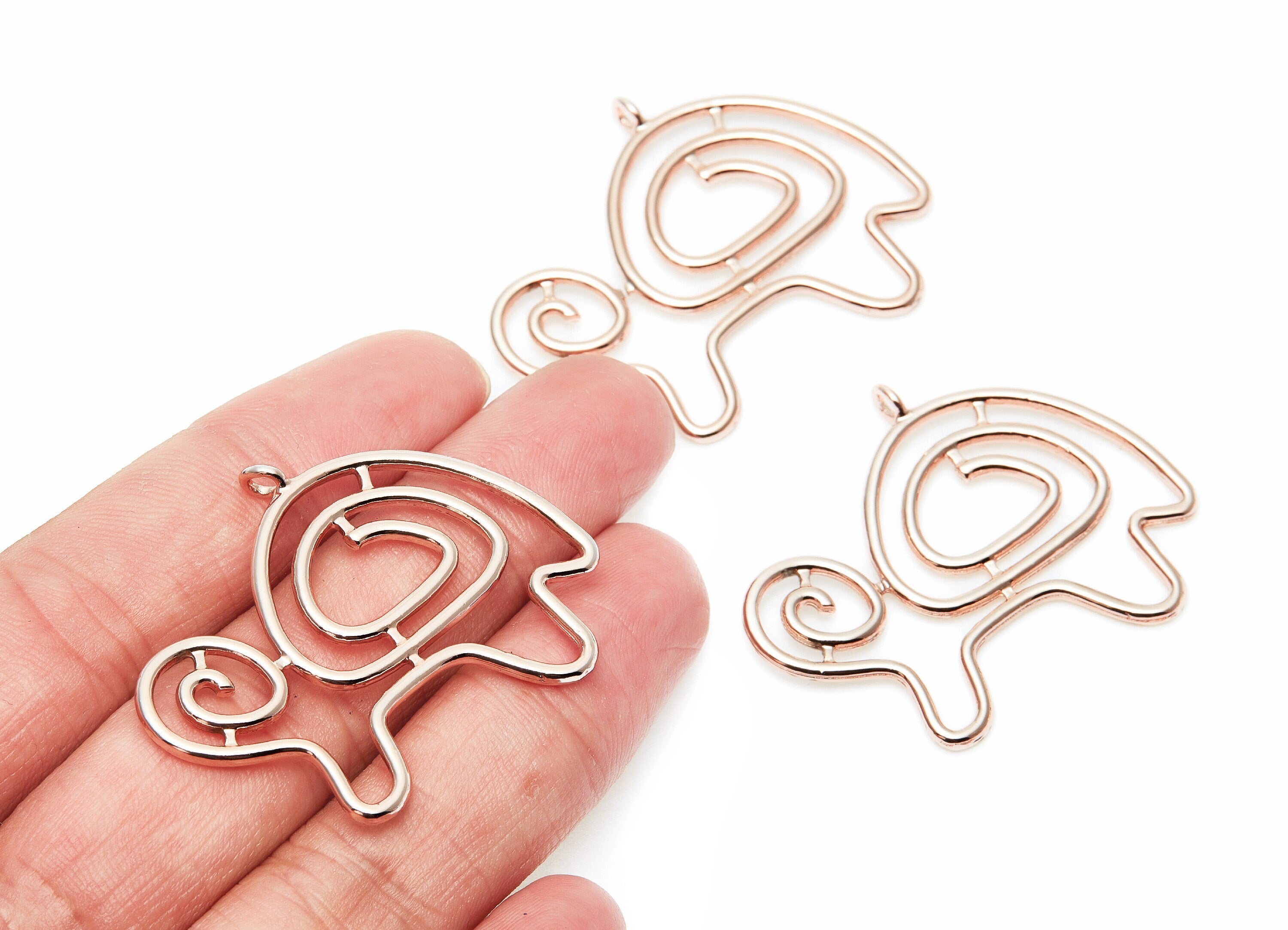 Big Turtle Shaped Charms- Zinc Alloy Earring Finding - Rose Tone - Alloy Pendant for Necklace - 46.1x35.48x2.34 - ZZ1272R - DOMEDBAZAAR