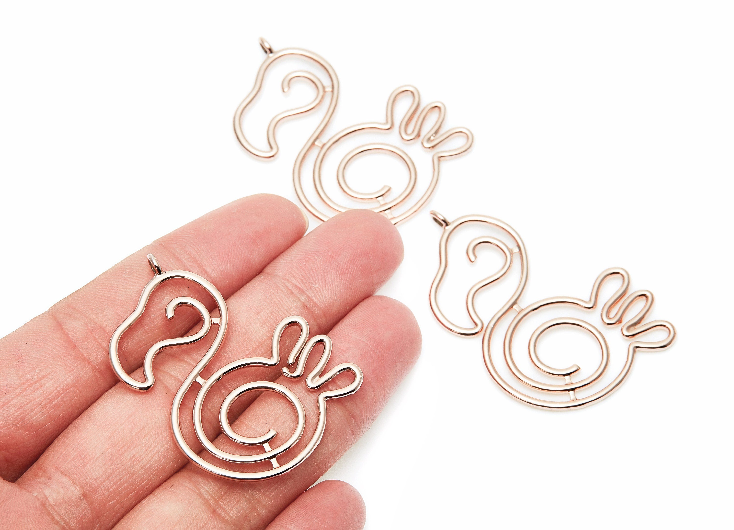 Big Duck Shaped Charms- Zinc Alloy Earring Finding - Rose Tone - Alloy Pendant for Necklace - 48.85x34.5x2.15mm - ZZ1274R - DOMEDBAZAAR