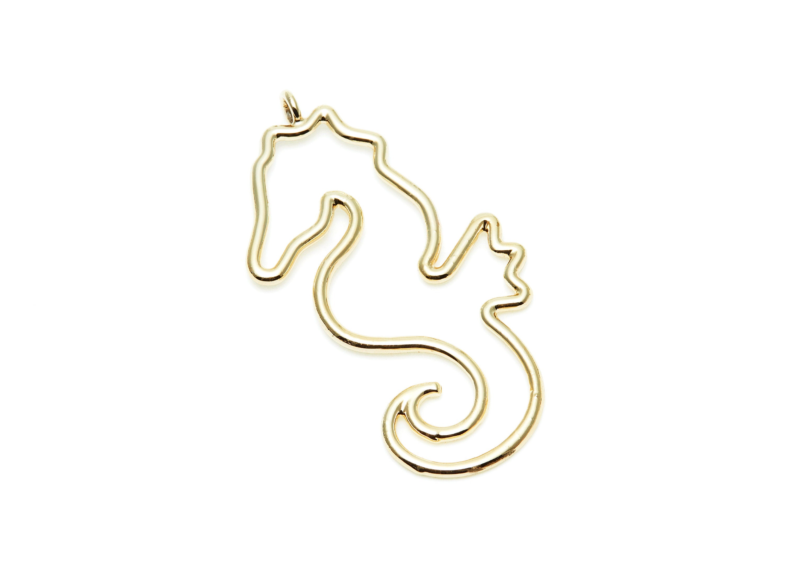 Big SeaHorse Shaped Charms- Zinc Alloy Earring Finding - Gold Tone - Alloy Pendant for Necklace - 51.5x23.3x2.1mm - ZZ1276G - DOMEDBAZAAR