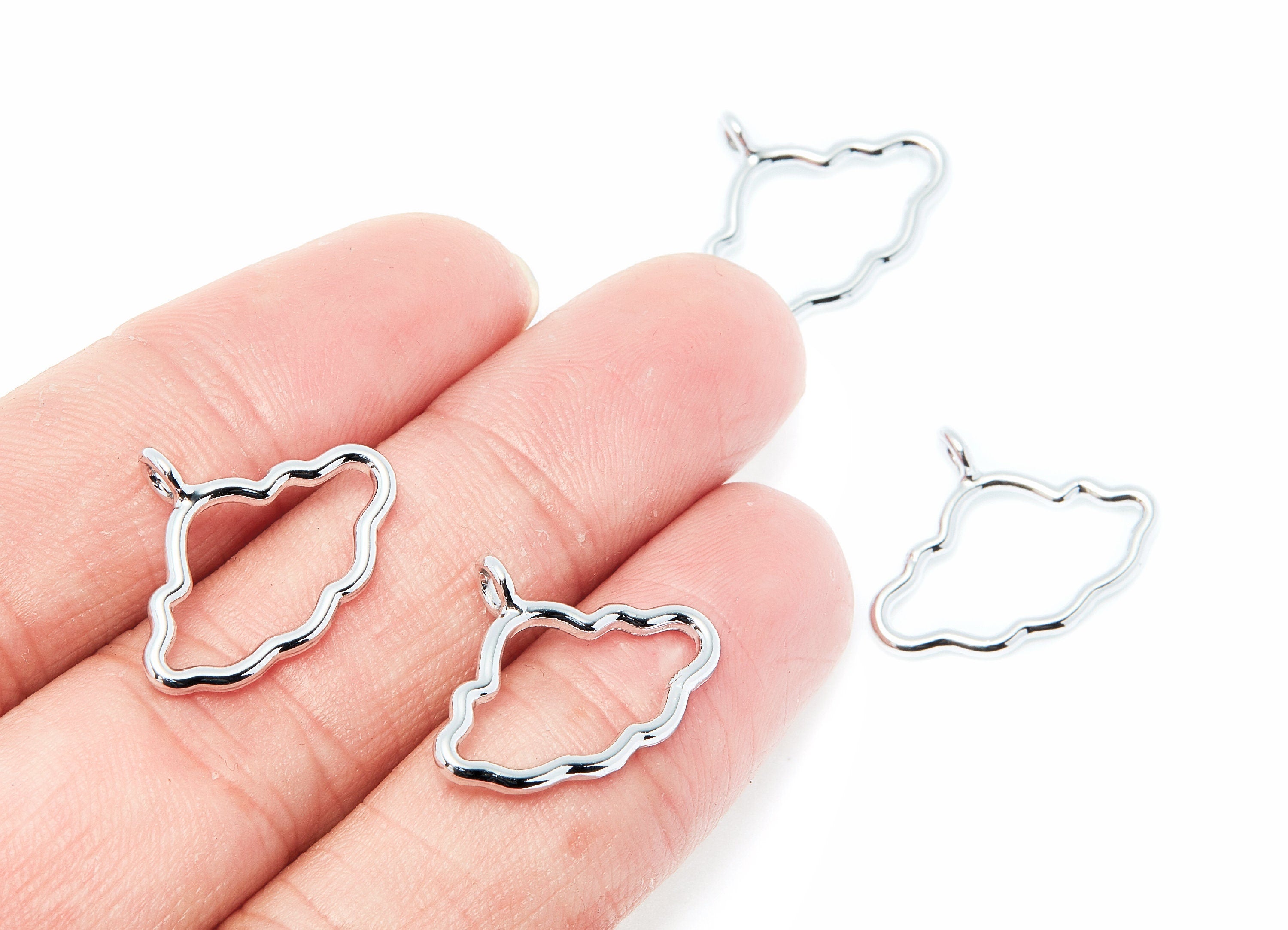 Cloud Shaped Charms- Zinc Alloy Earring Finding - Nickel / Silver Tone - Alloy Pendant for Necklace - 22.39x17.09x1.82mm - ZZ1283N - DOMEDBAZAAR