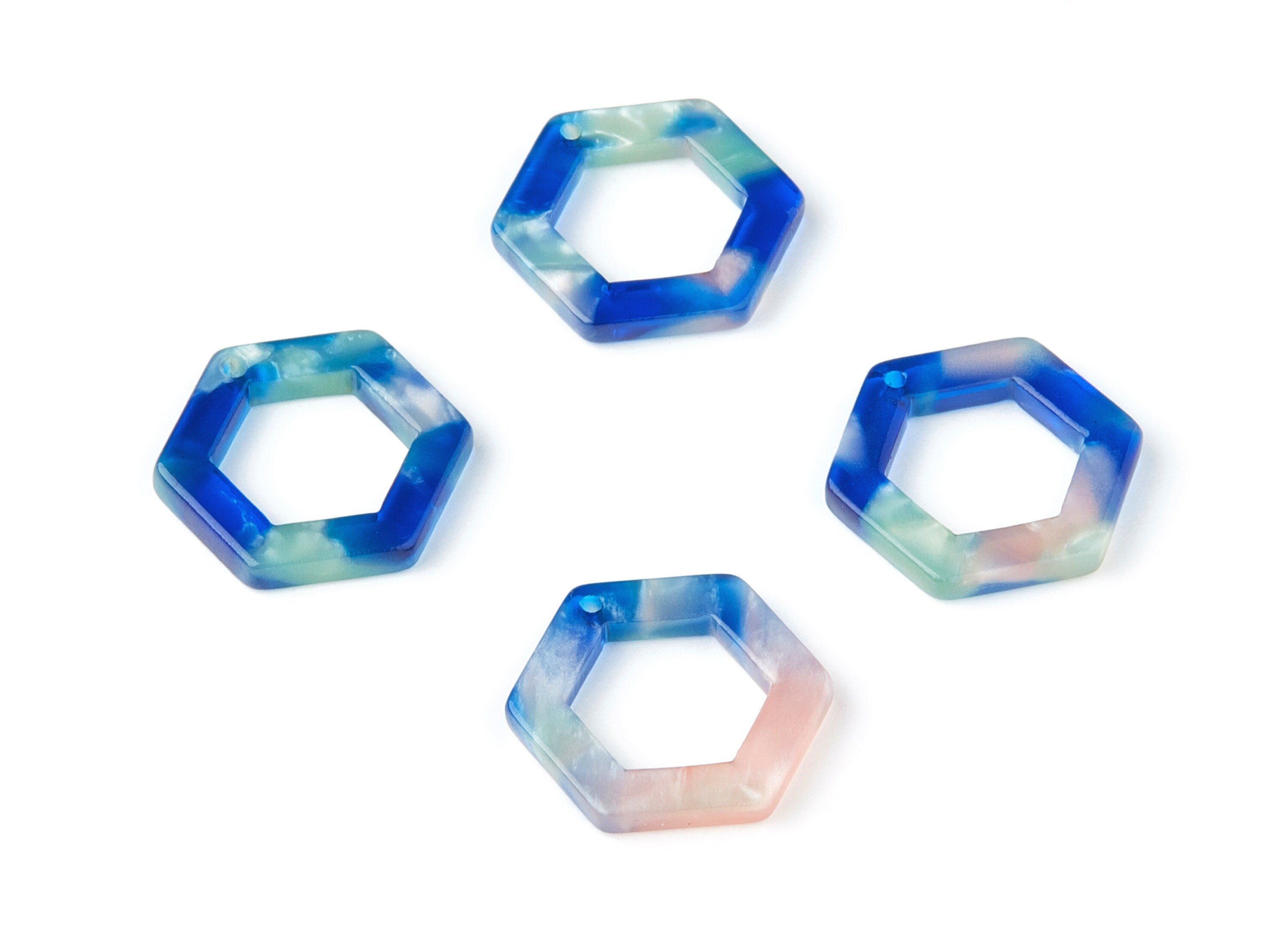 Acetate Hexagon Earring Charms - Hexagon Shaped Pendant - Earring Findings - Jewelry Supplies - Color Code: A37 - 20x18.1x2.6mm - AC1122G - DOMEDBAZAAR